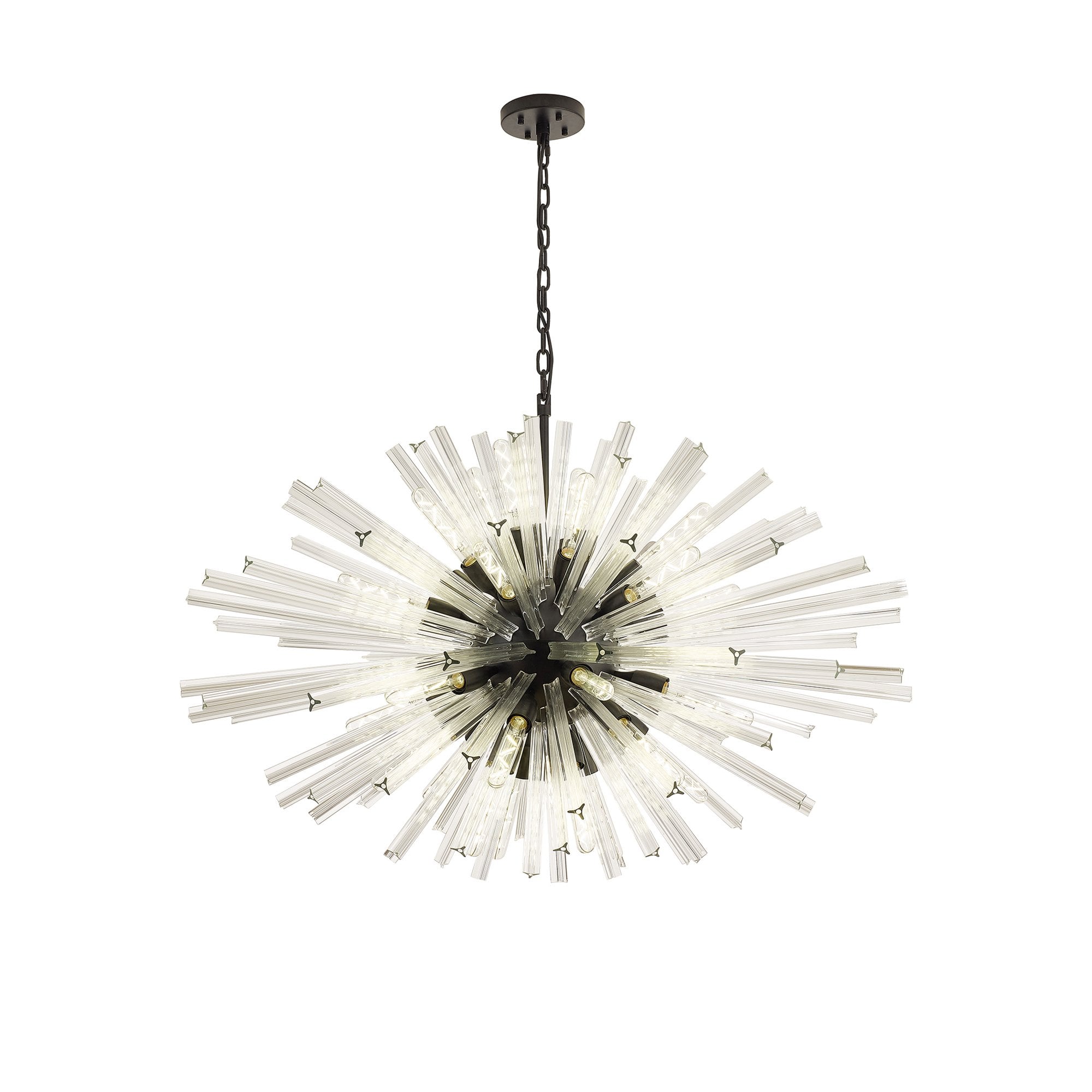 Fabula Wordworth 32 Light Oval Pendant - Matt Black & Clear Glass