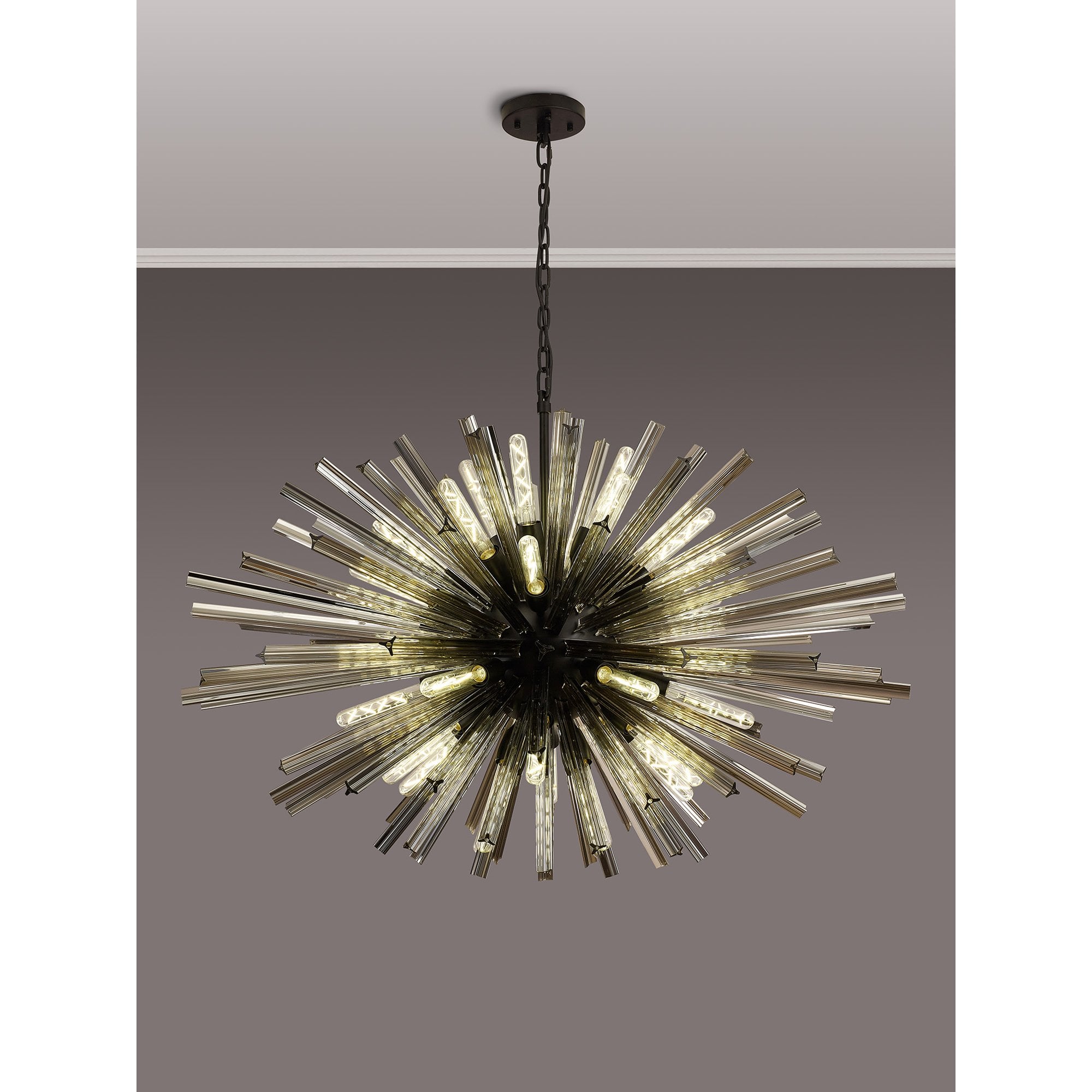 Fabula Wordworth 32 Light Oval Pendant - Matt Black & Smoke Glass