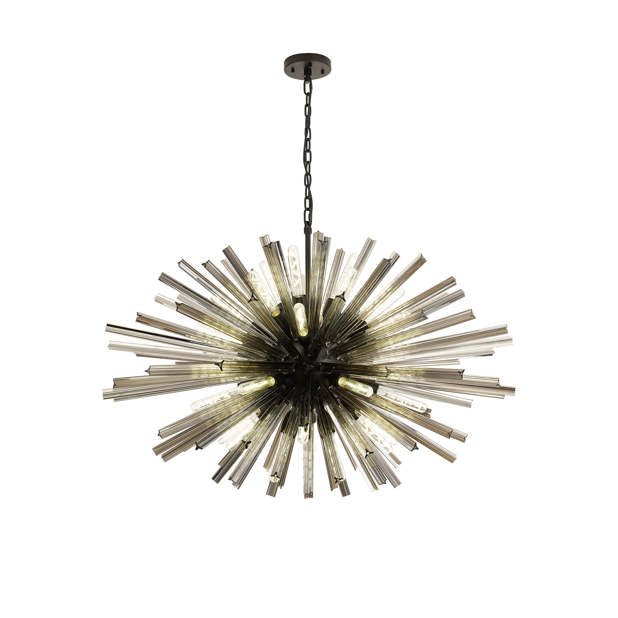 Fabula Wordworth 32 Light Oval Pendant - Matt Black & Smoke Glass