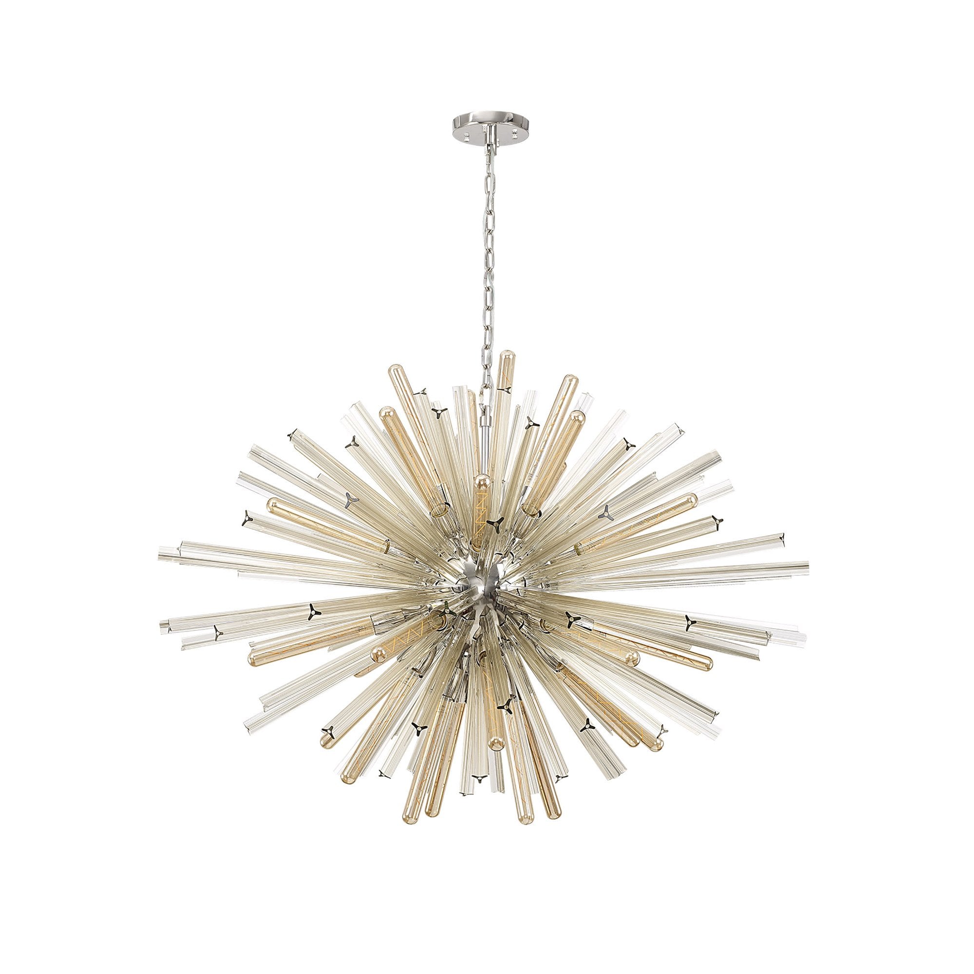 Fabula Wordworth 32 Light Oval Pendant - Polished Nickel & Champagne Glass