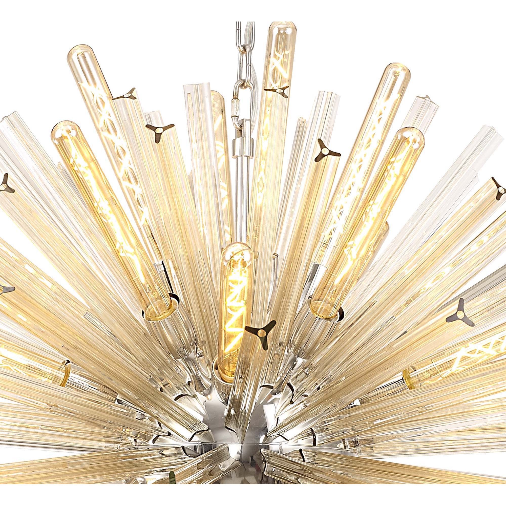 Fabula Wordworth 32 Light Oval Pendant - Polished Nickel & Champagne Glass