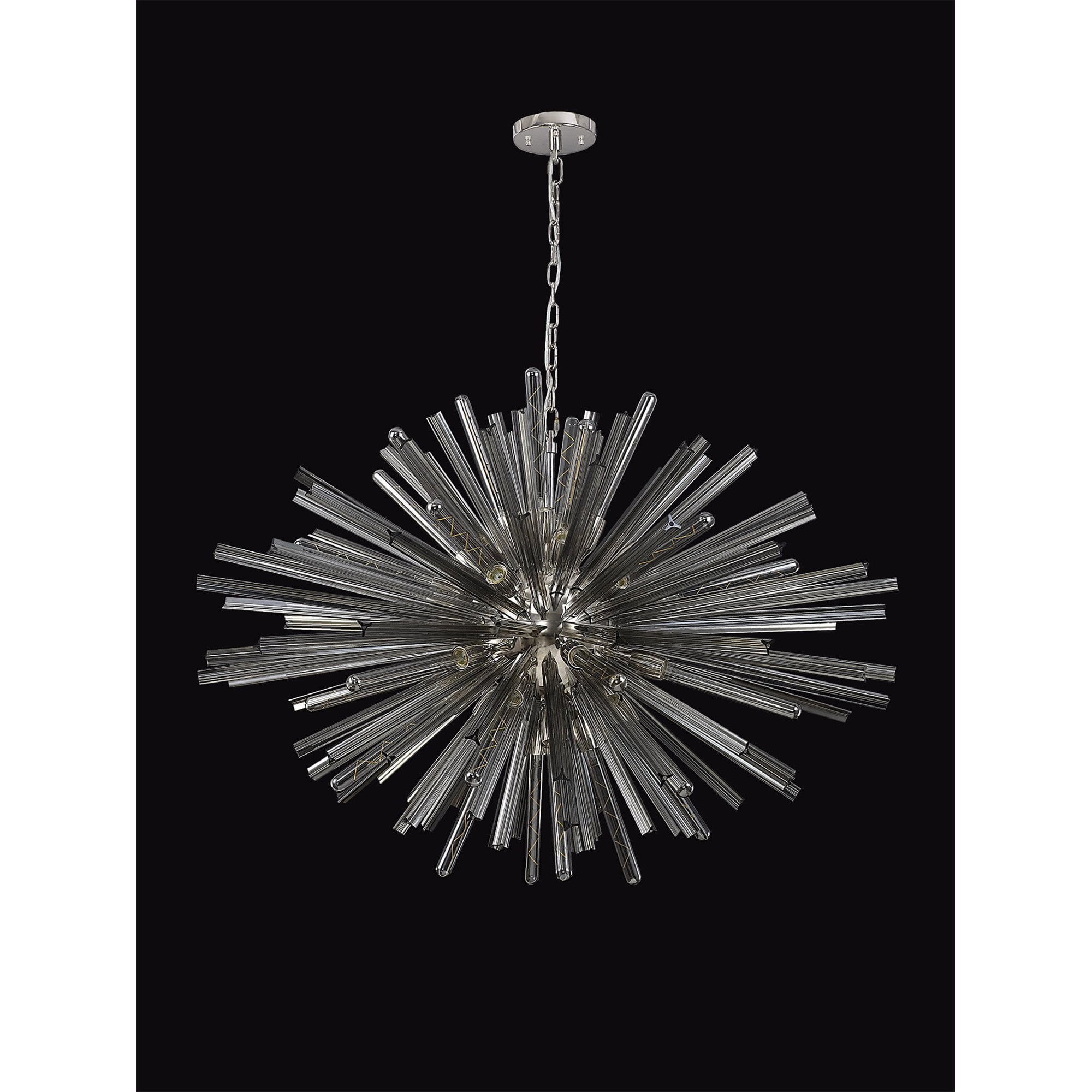 Fabula Wordworth 32 Light Oval Pendant - Polished Nickel & Smoke Glass