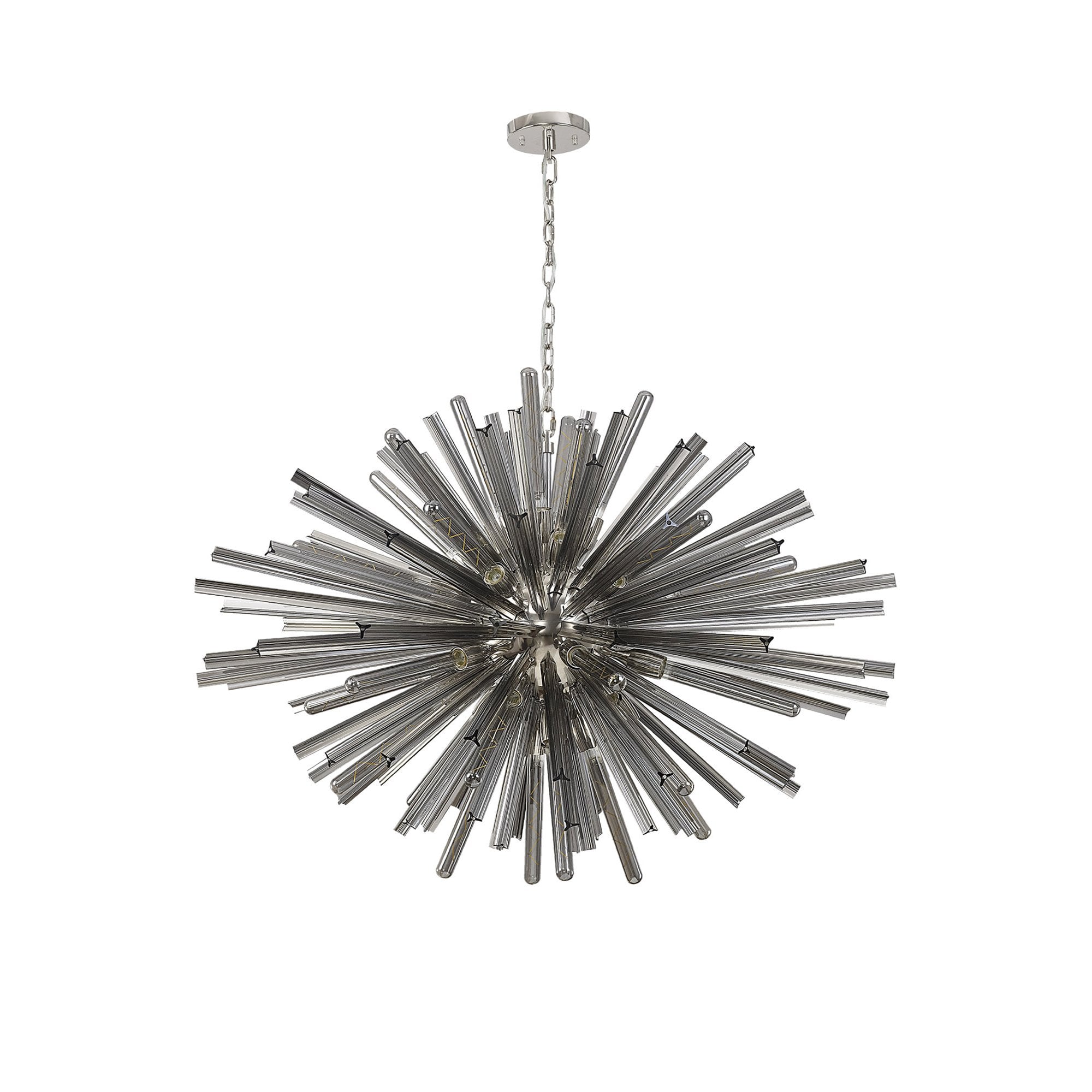 Fabula Wordworth 32 Light Oval Pendant - Polished Nickel & Smoke Glass