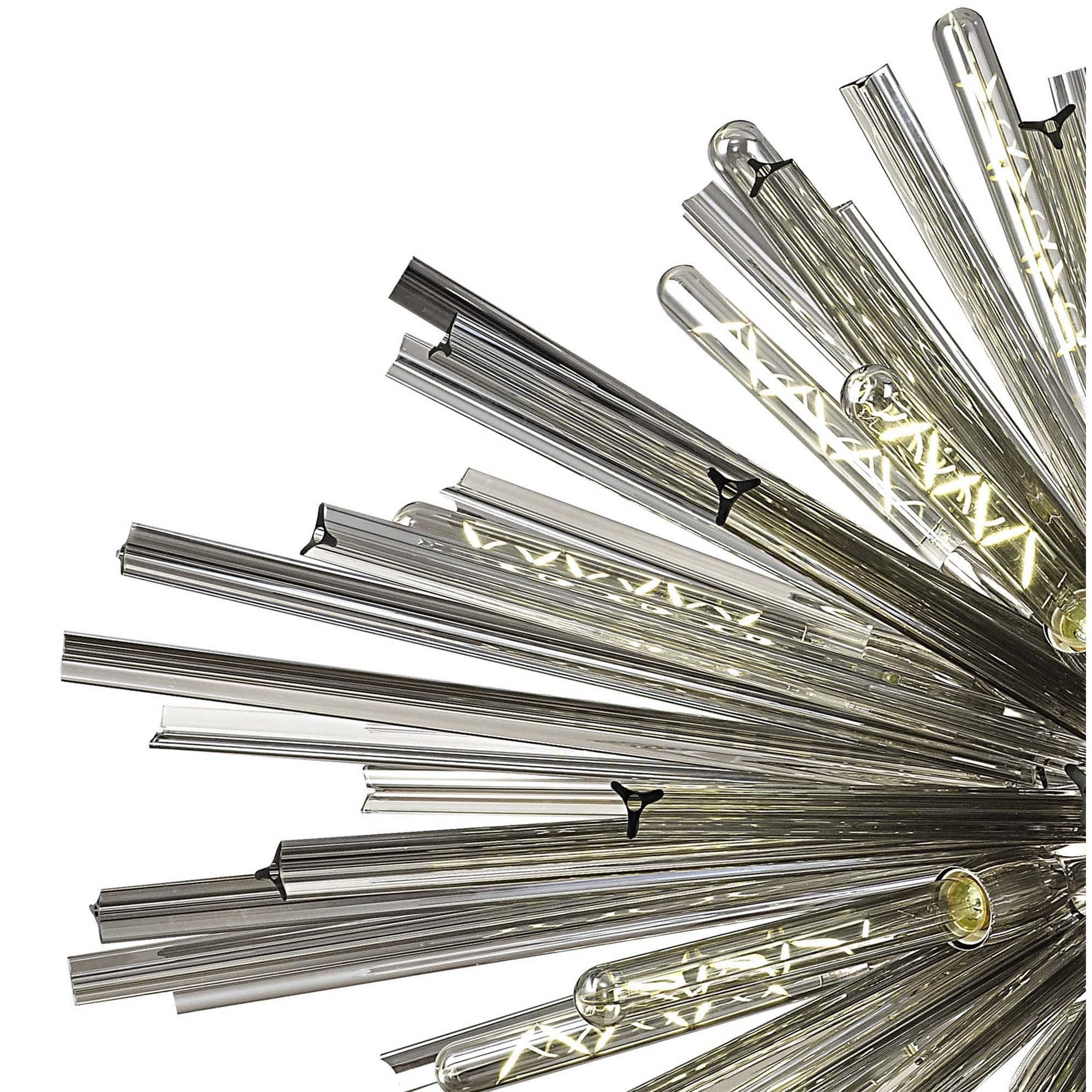 Fabula Wordworth 32 Light Oval Pendant - Polished Nickel & Smoke Glass