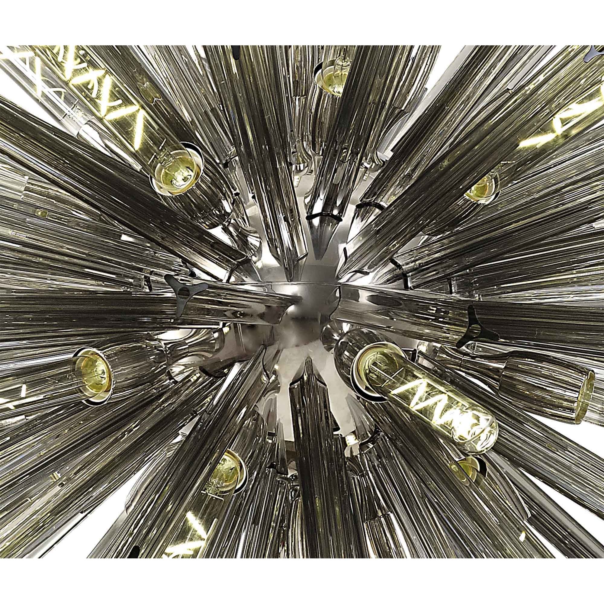 Fabula Wordworth 32 Light Oval Pendant - Polished Nickel & Smoke Glass