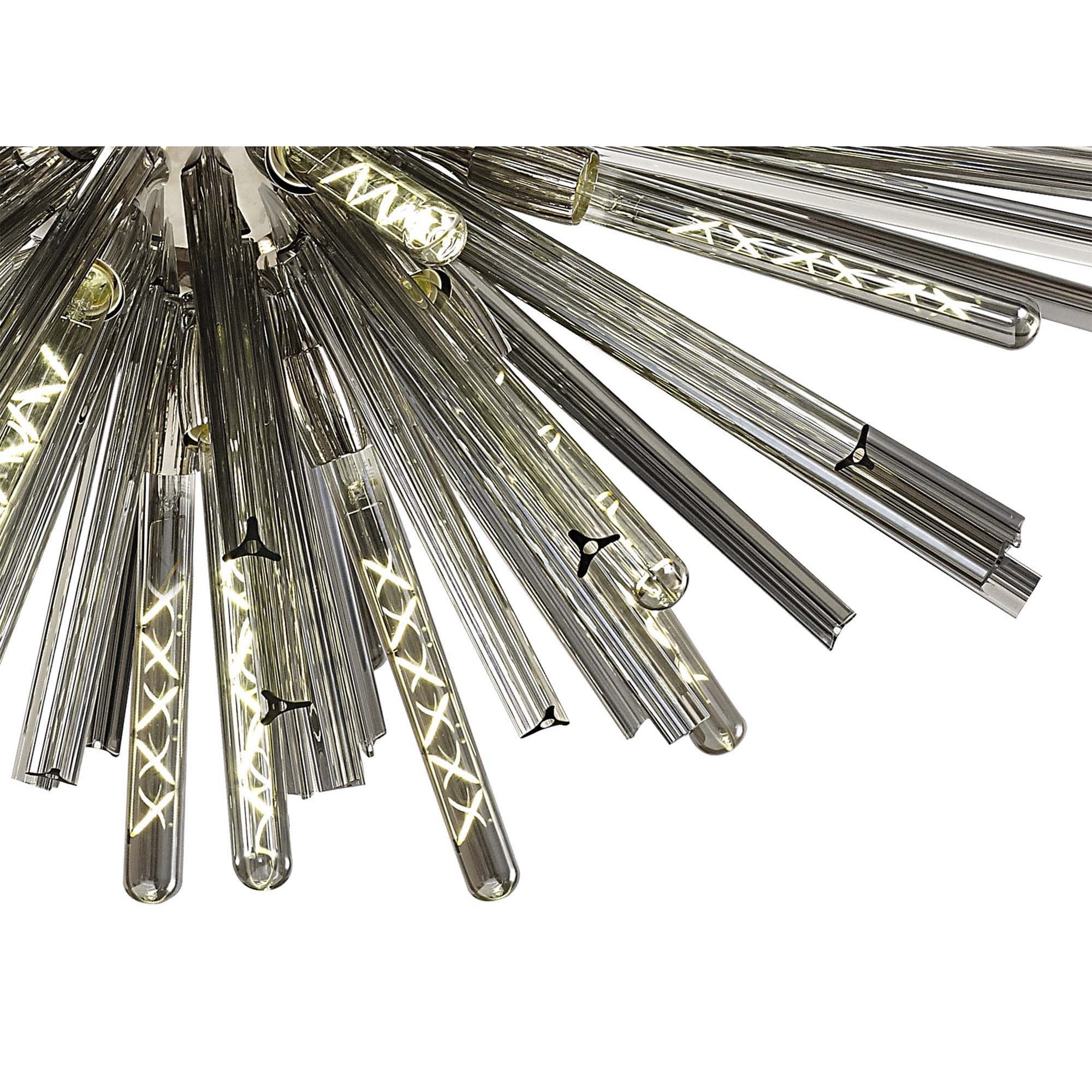 Fabula Wordworth 32 Light Oval Pendant - Polished Nickel & Smoke Glass