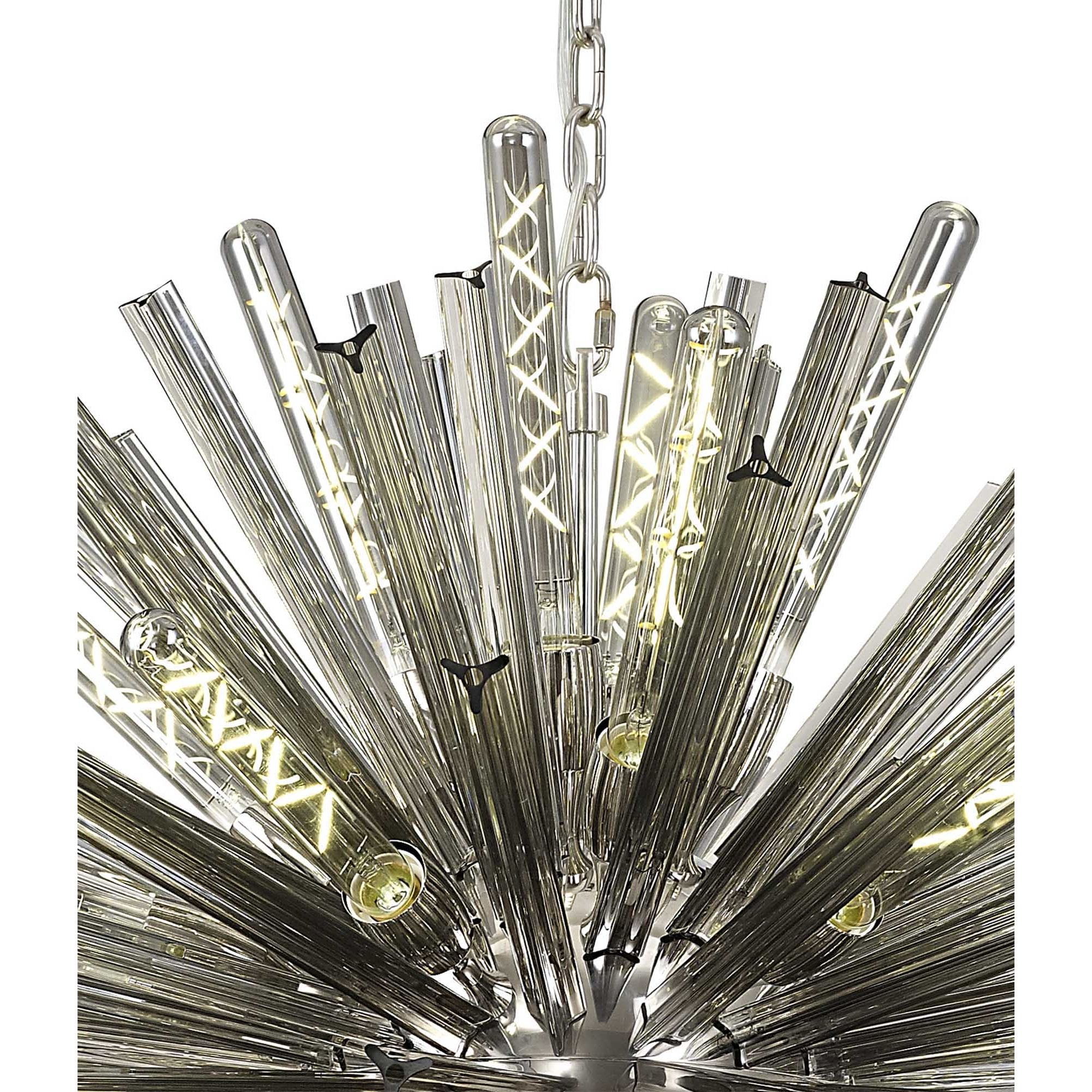 Fabula Wordworth 32 Light Oval Pendant - Polished Nickel & Smoke Glass