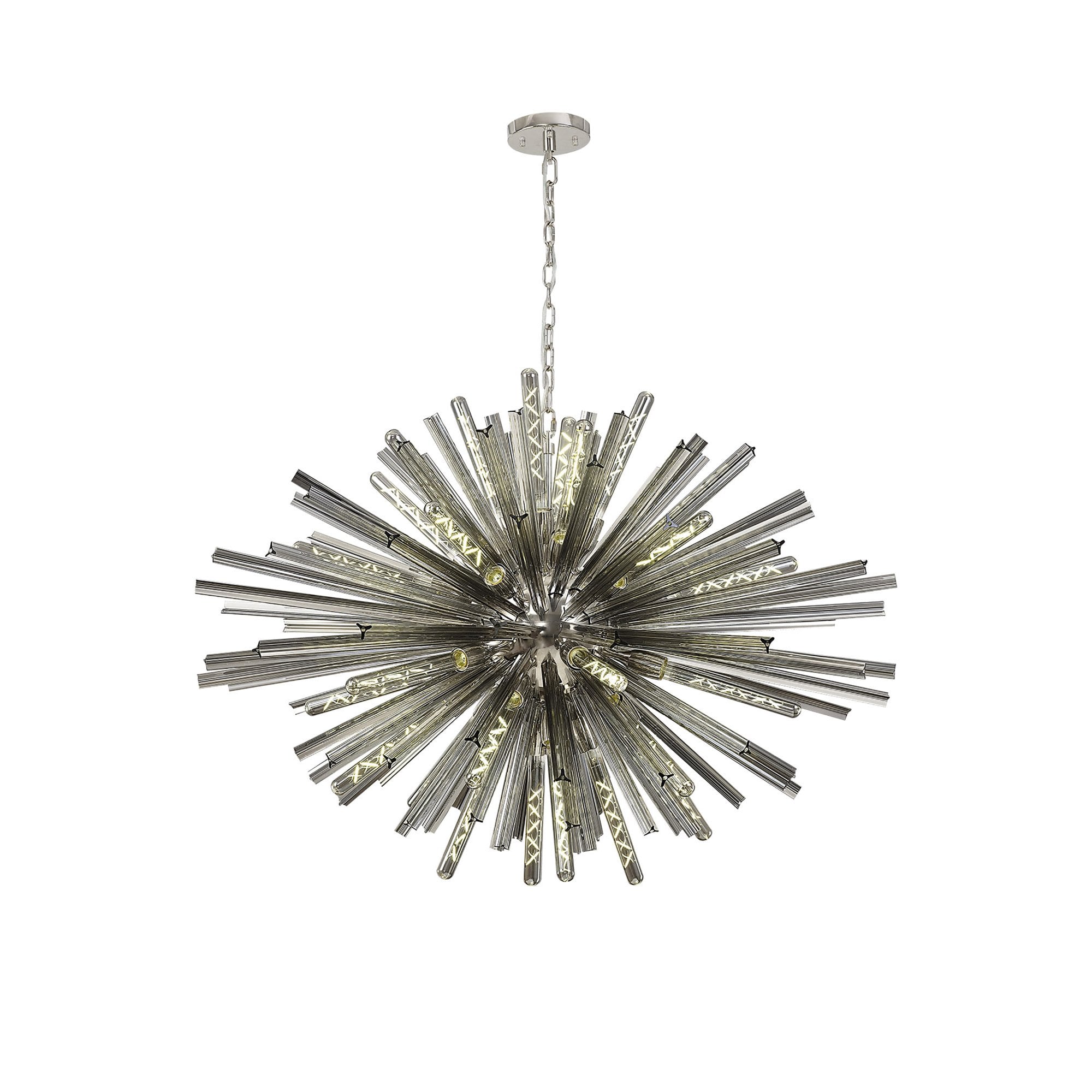 Fabula Wordworth 32 Light Oval Pendant - Polished Nickel & Smoke Glass