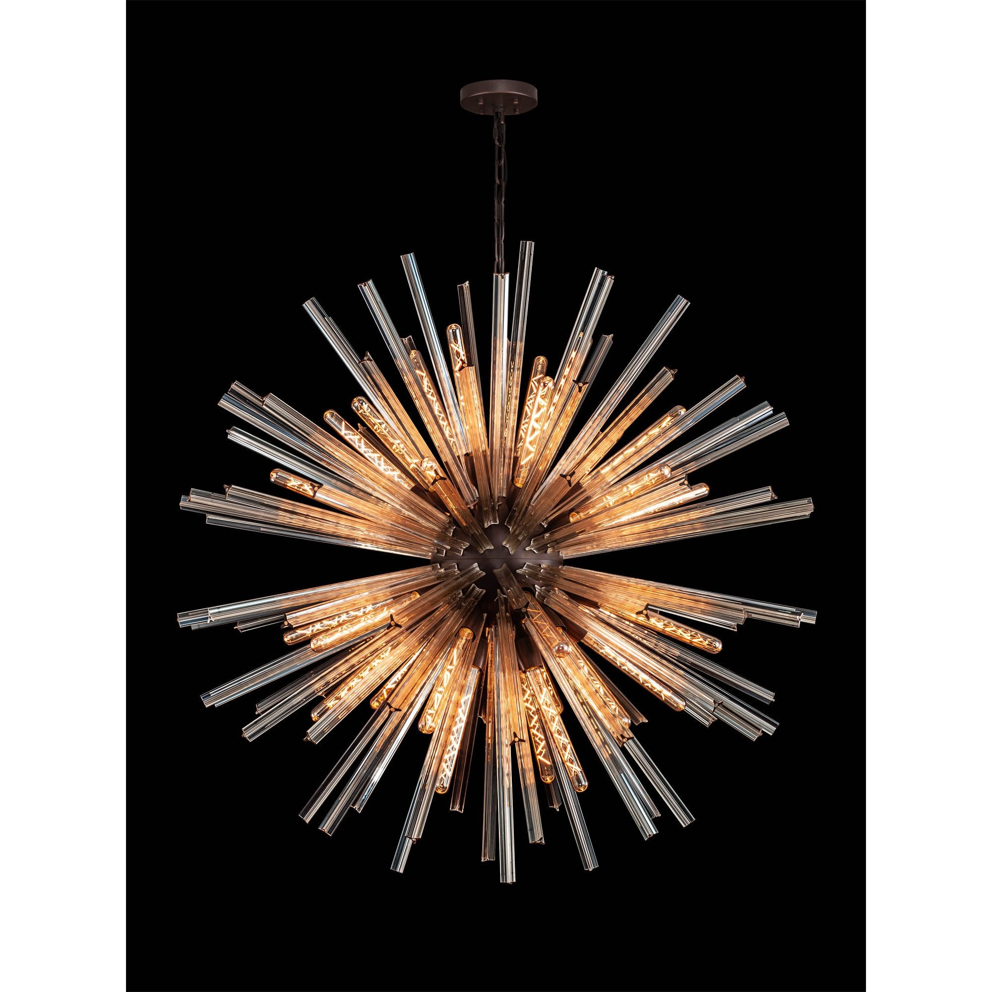 Fabula Wordworth 32 Light Round Pendant - Brown Oxide & Champagne Glass