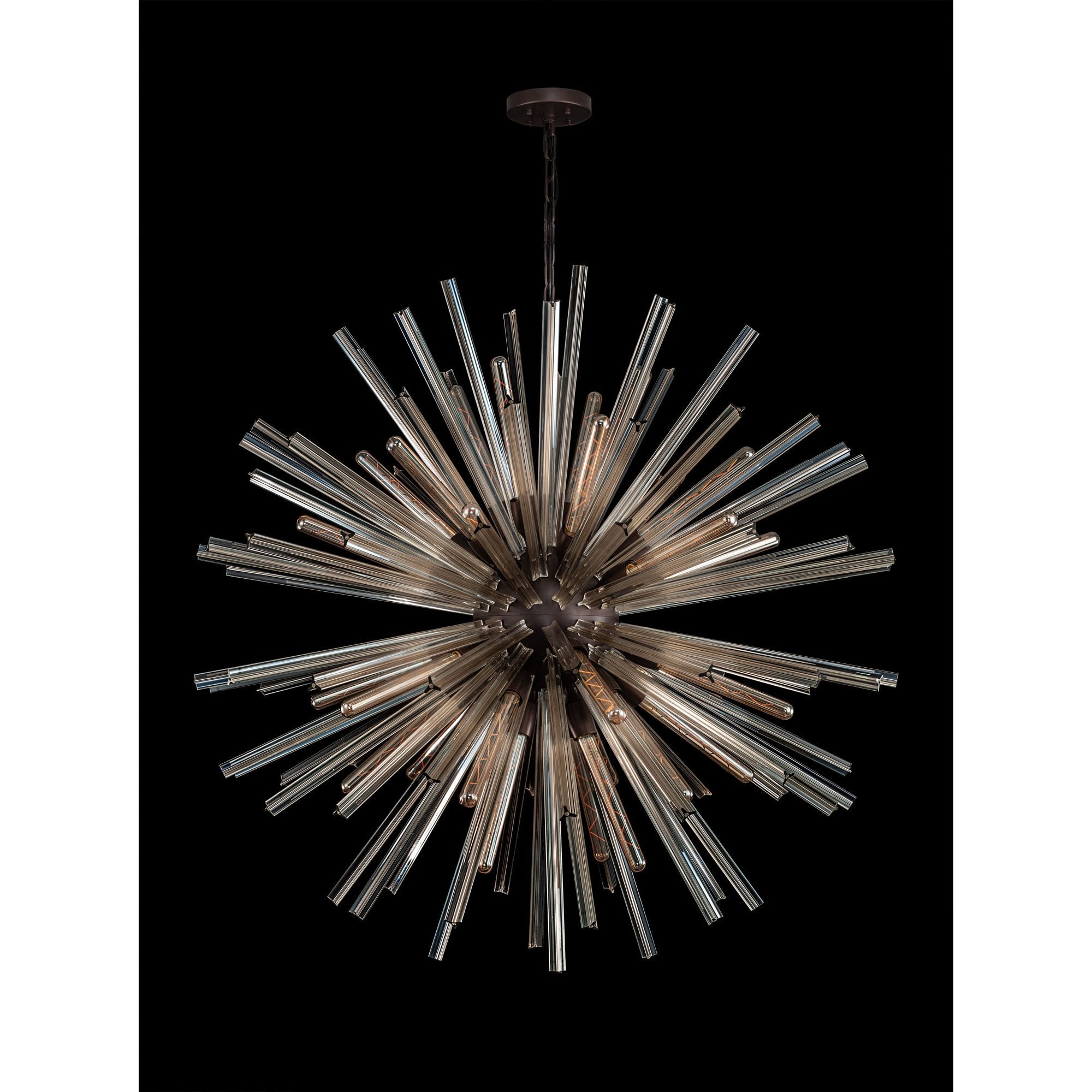 Fabula Wordworth 32 Light Round Pendant - Brown Oxide & Champagne Glass