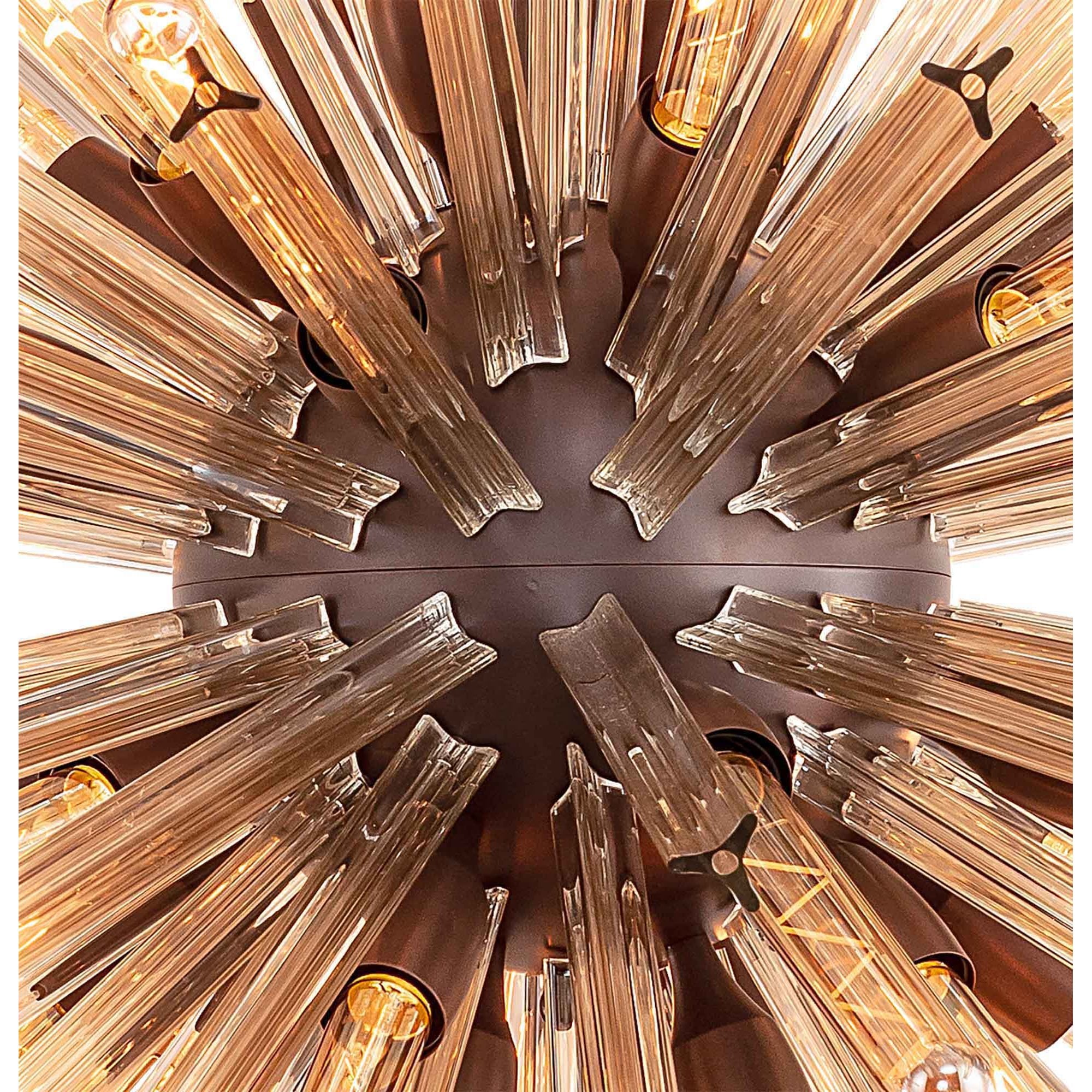 Fabula Wordworth 32 Light Round Pendant - Brown Oxide & Champagne Glass