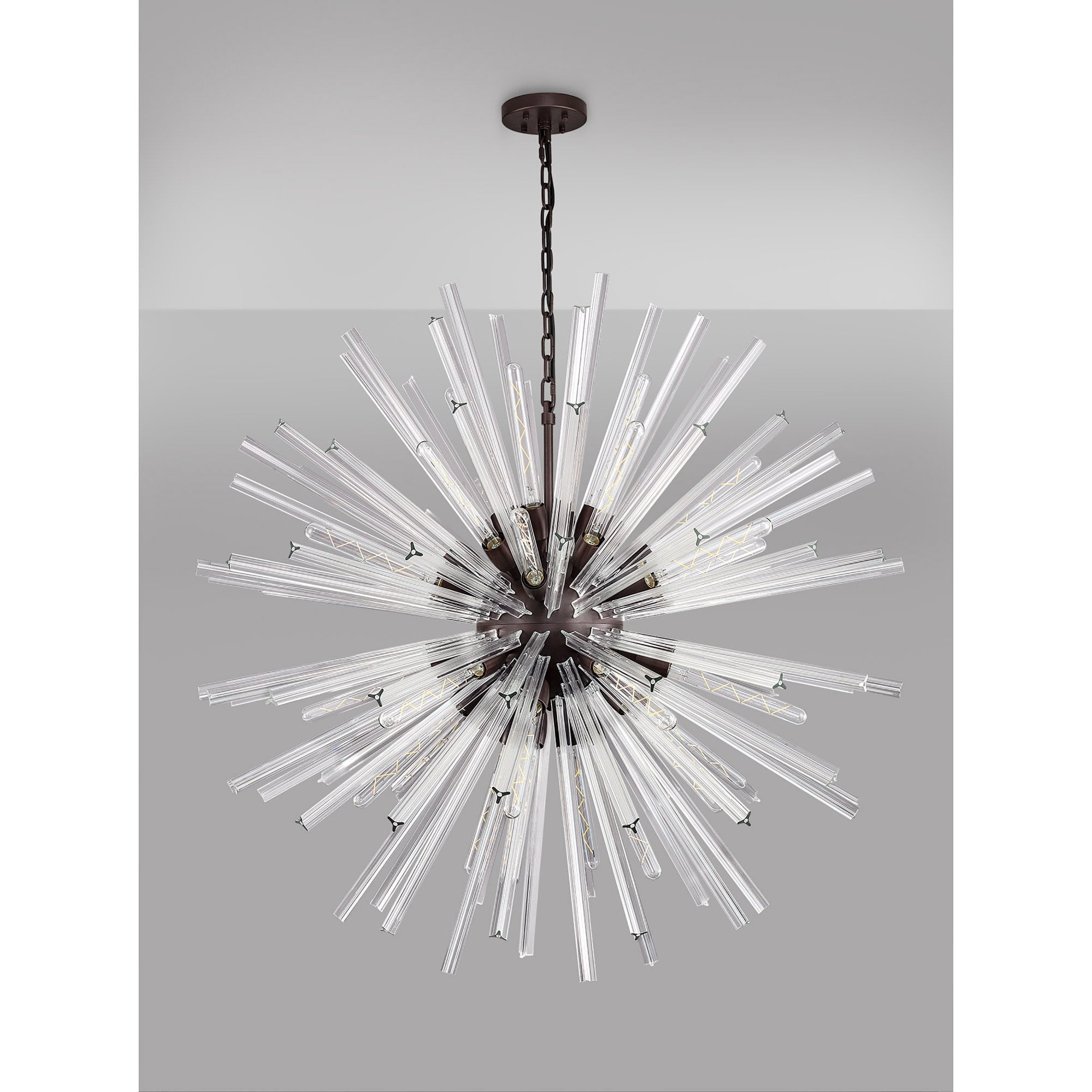 Fabula Wordworth 32 Light Round Pendant - Brown Oxide & Clear Glass