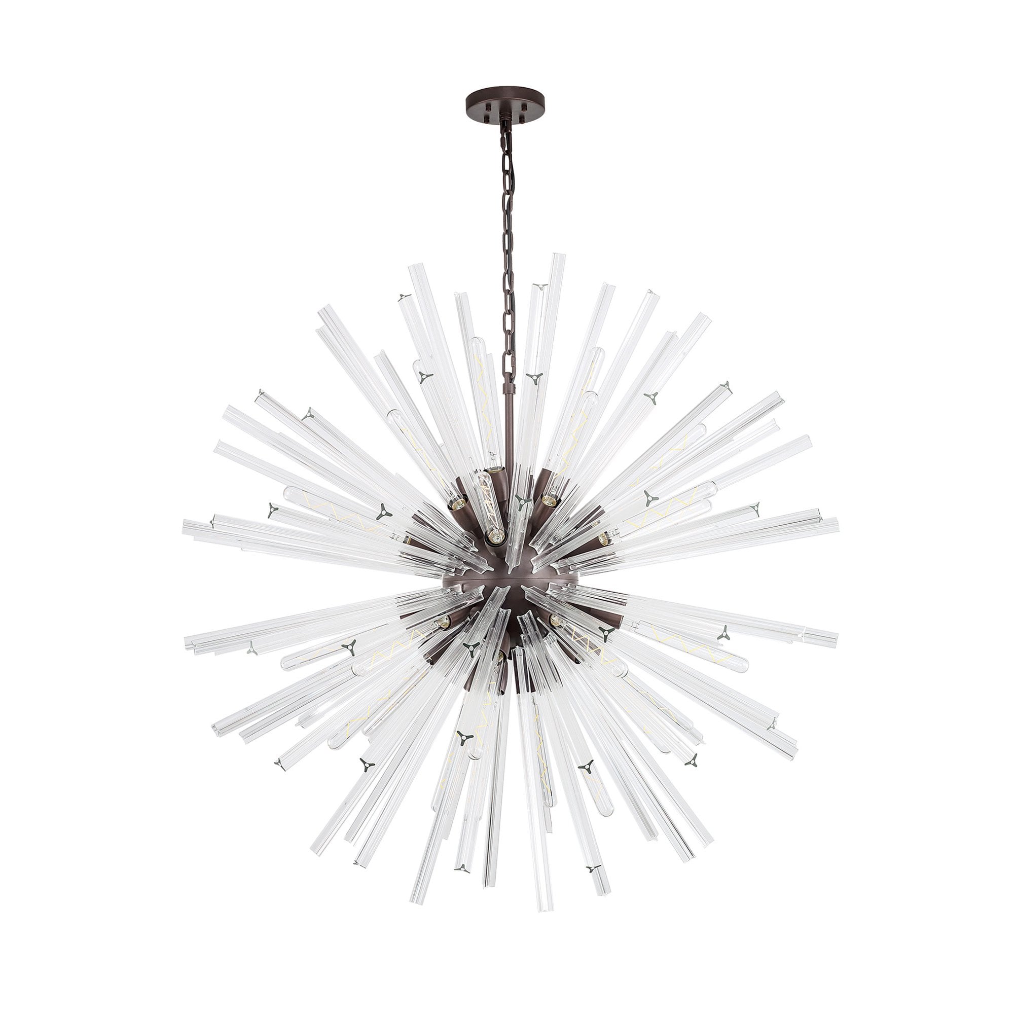 Fabula Wordworth 32 Light Round Pendant - Brown Oxide & Clear Glass