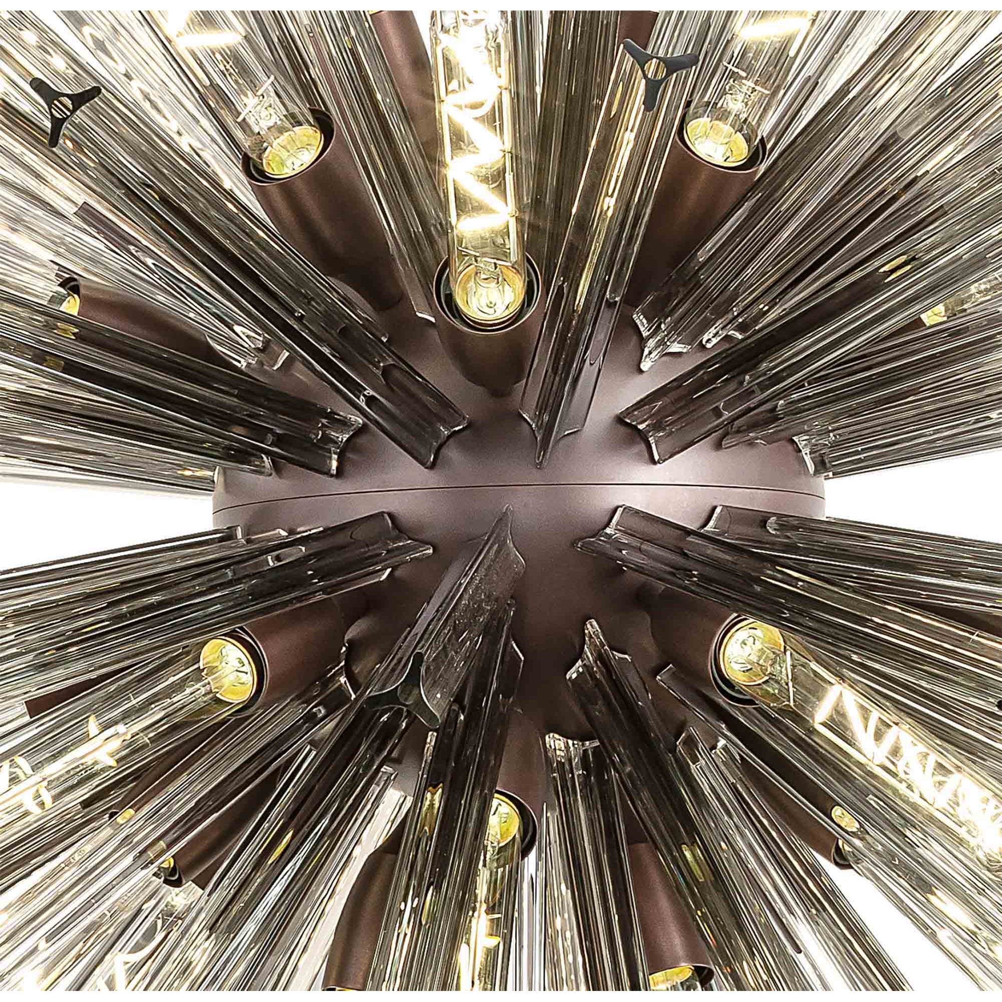 Fabula Wordworth 32 Light Round Pendant - Brown Oxide & Smoke Glass