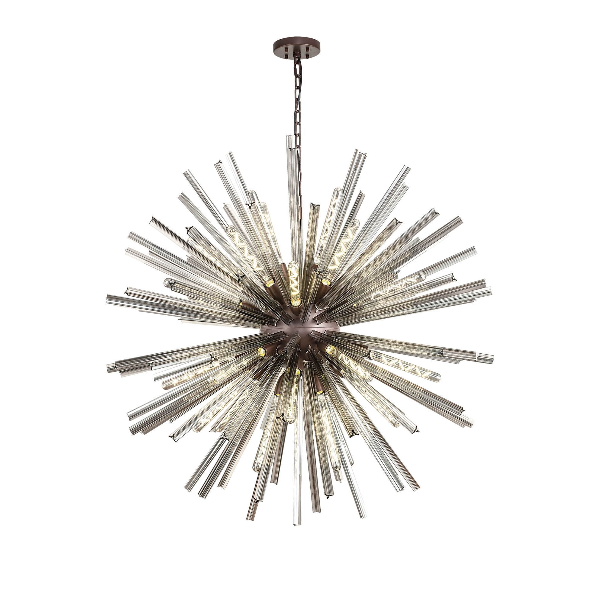 Fabula Wordworth 32 Light Round Pendant - Brown Oxide & Smoke Glass