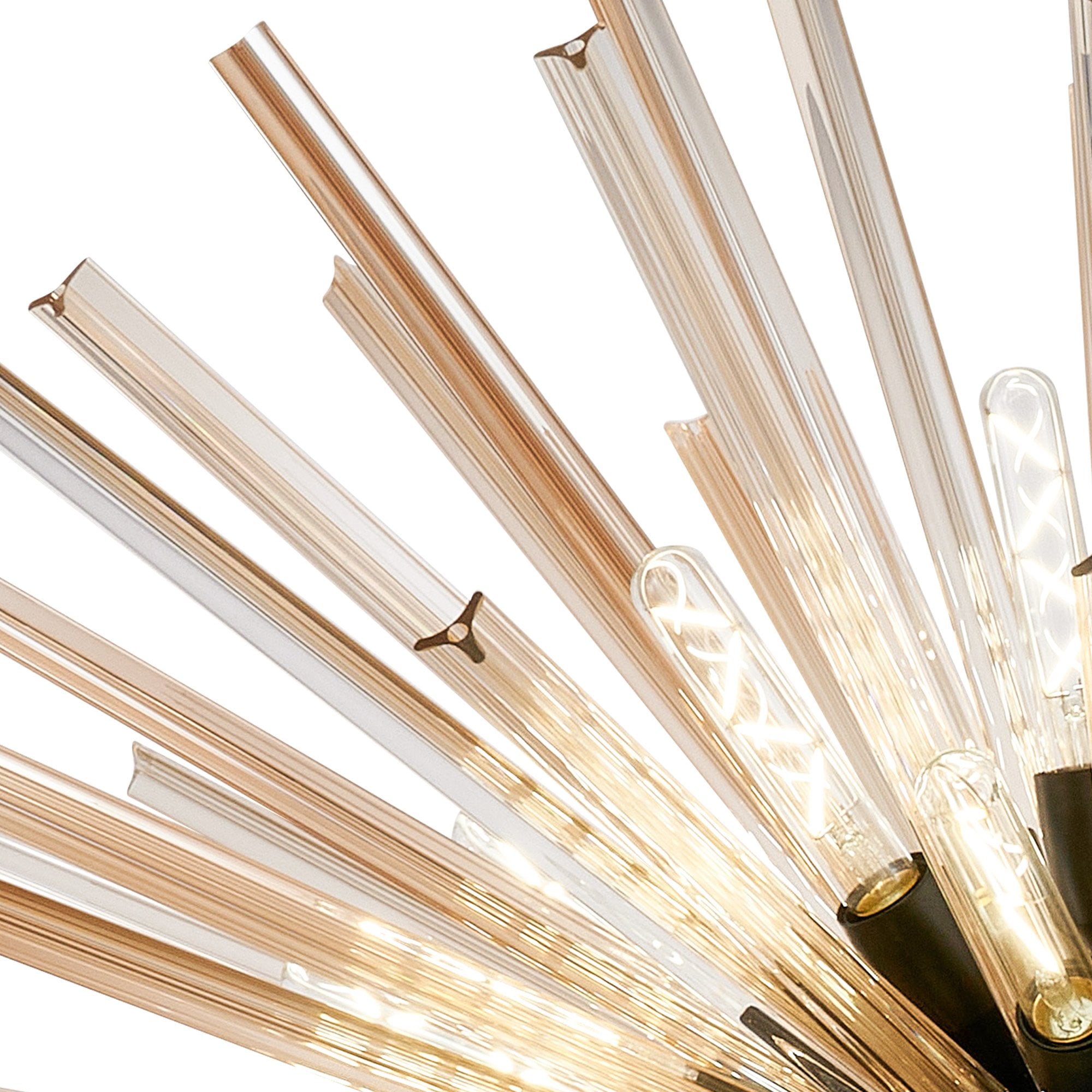 Fabula Wordworth 32 Light Round Pendant - Matt Black & Champagne Glass