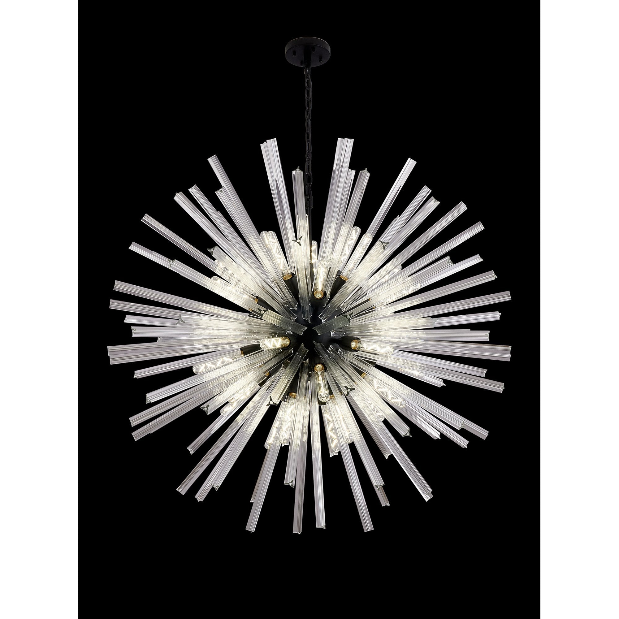 Fabula Wordworth 32 Light Round Pendant - Matt Black & Clear Glass