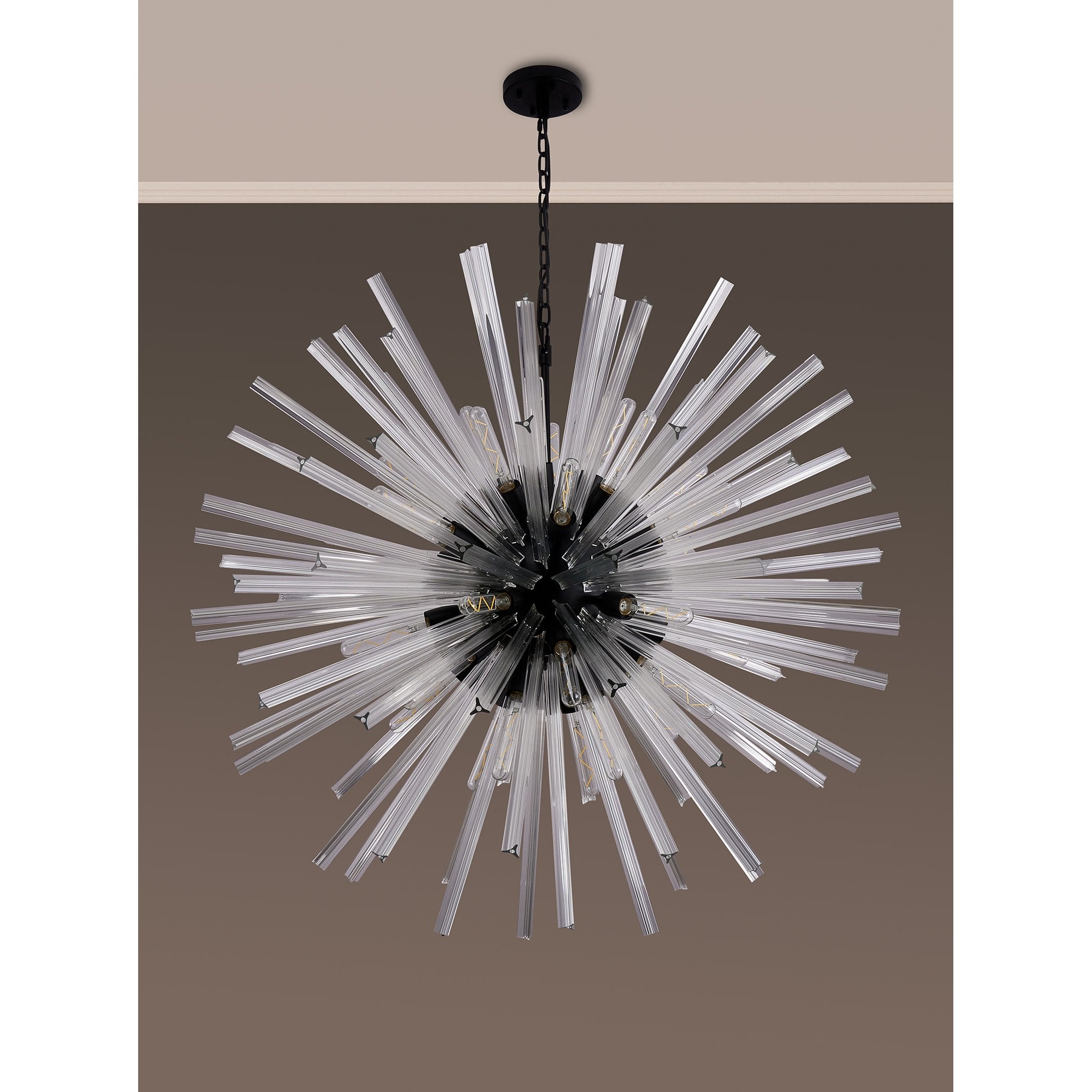 Fabula Wordworth 32 Light Round Pendant - Matt Black & Clear Glass