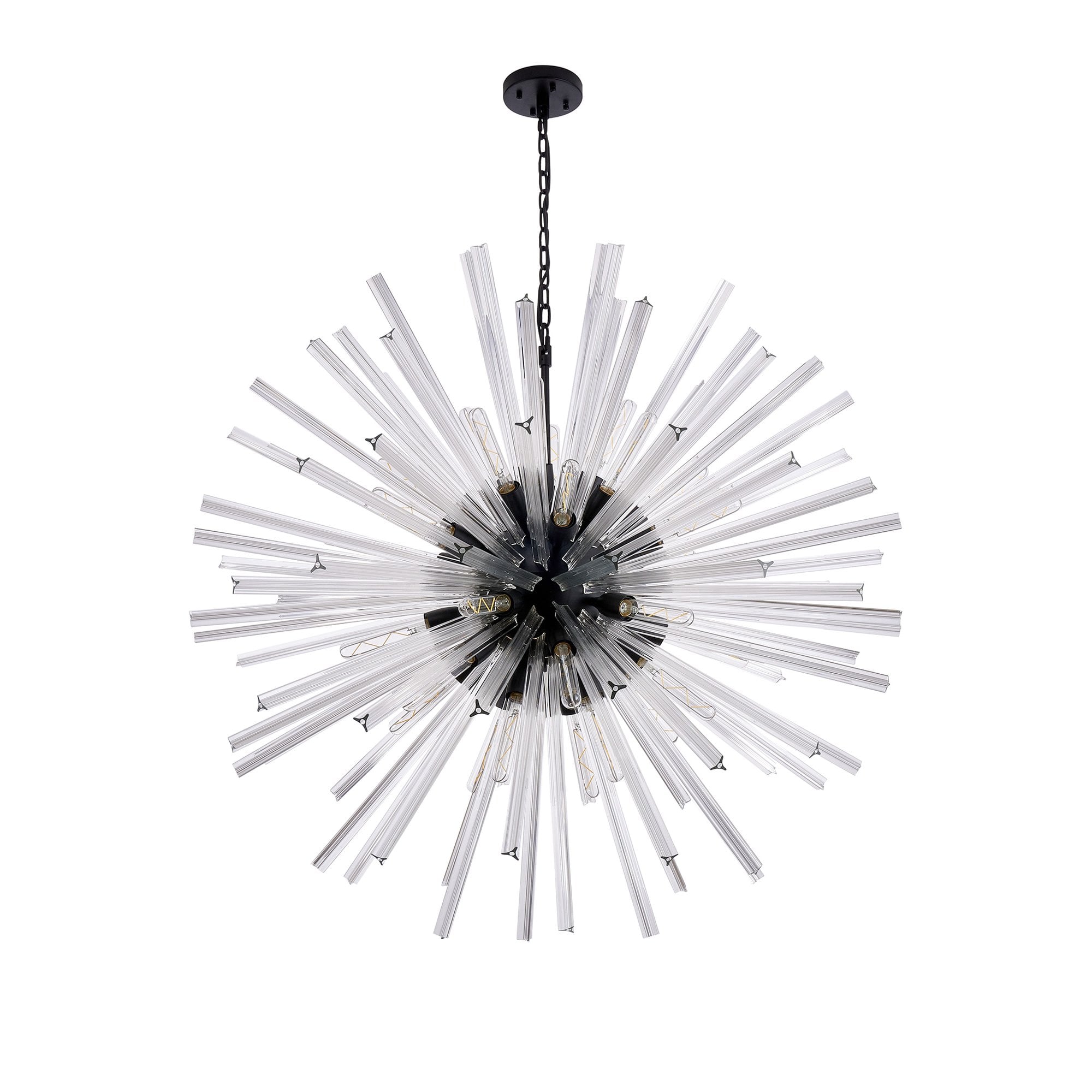 Fabula Wordworth 32 Light Round Pendant - Matt Black & Clear Glass