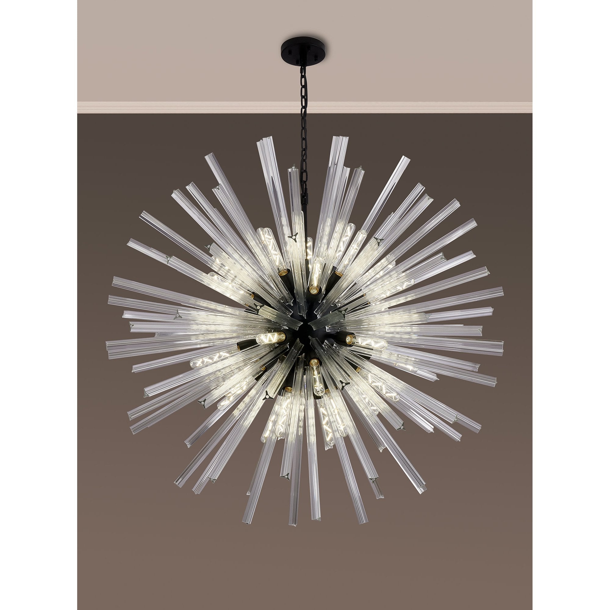 Fabula Wordworth 32 Light Round Pendant - Matt Black & Clear Glass