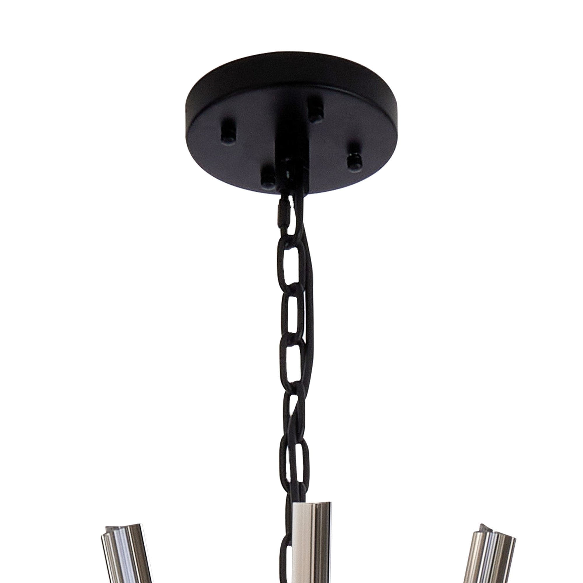 Fabula Wordworth 32 Light Round Pendant - Matt Black & Smoke Glass
