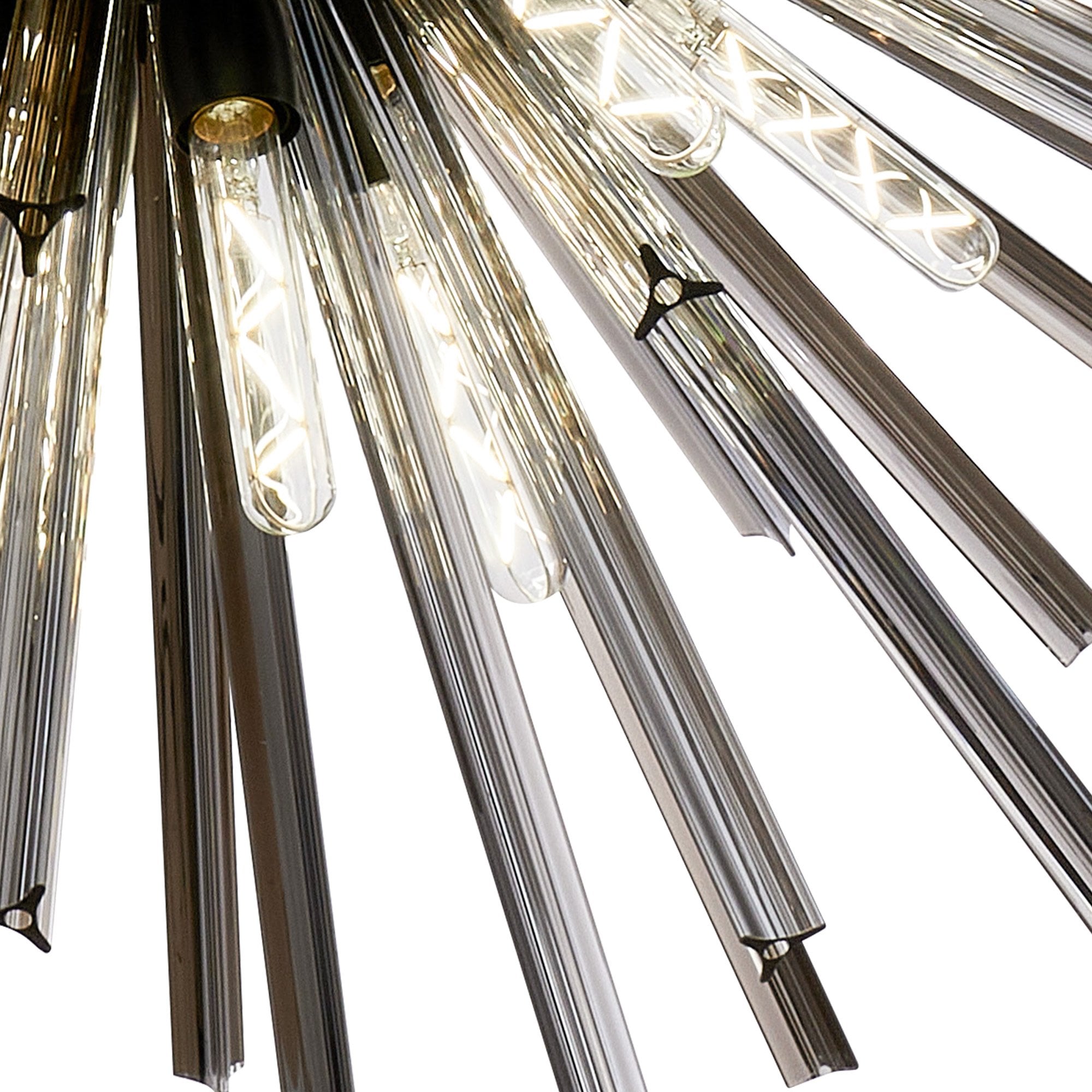 Fabula Wordworth 32 Light Round Pendant - Matt Black & Smoke Glass