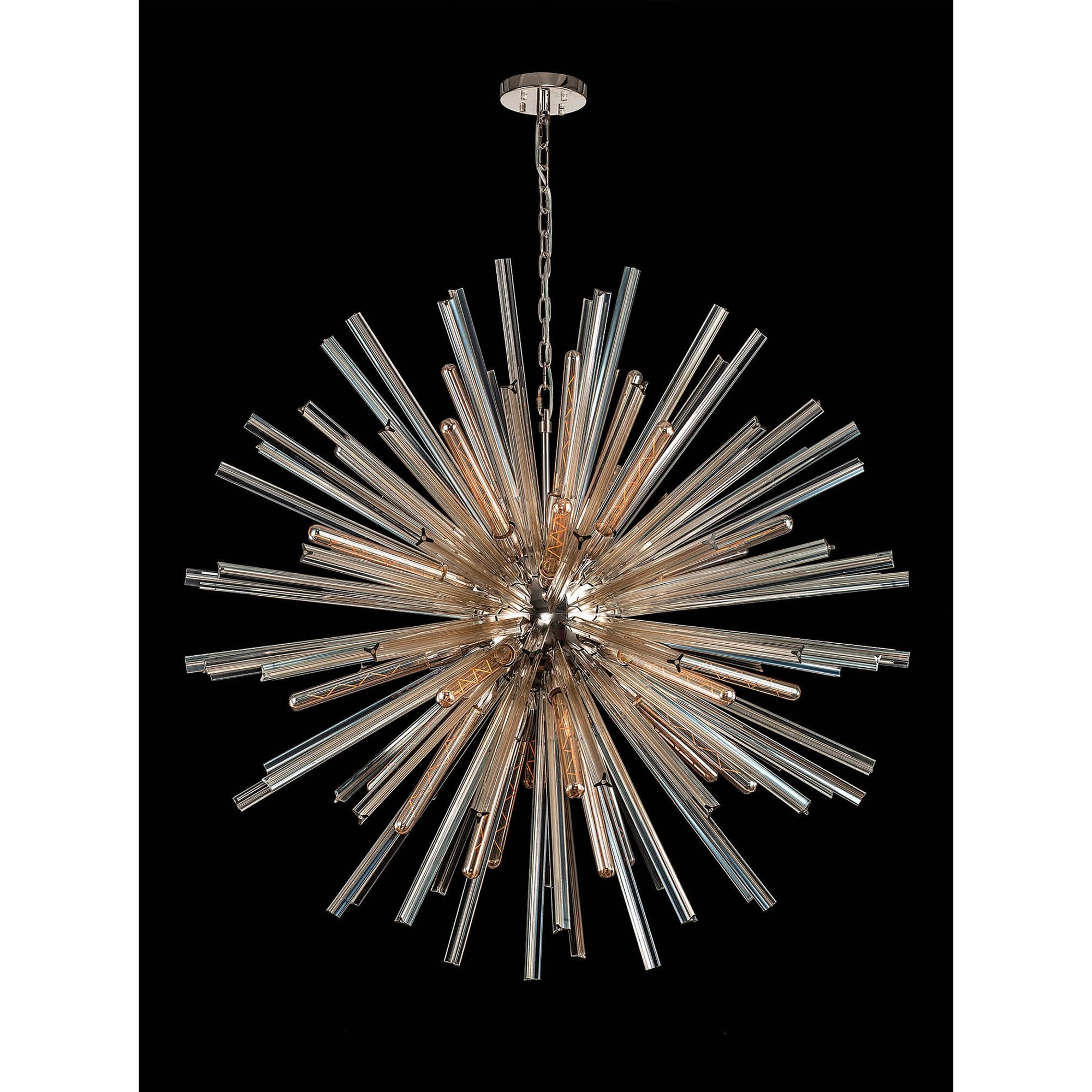 Fabula Wordworth 32 Light Round Pendant - Polished Nickel & Champagne Glass