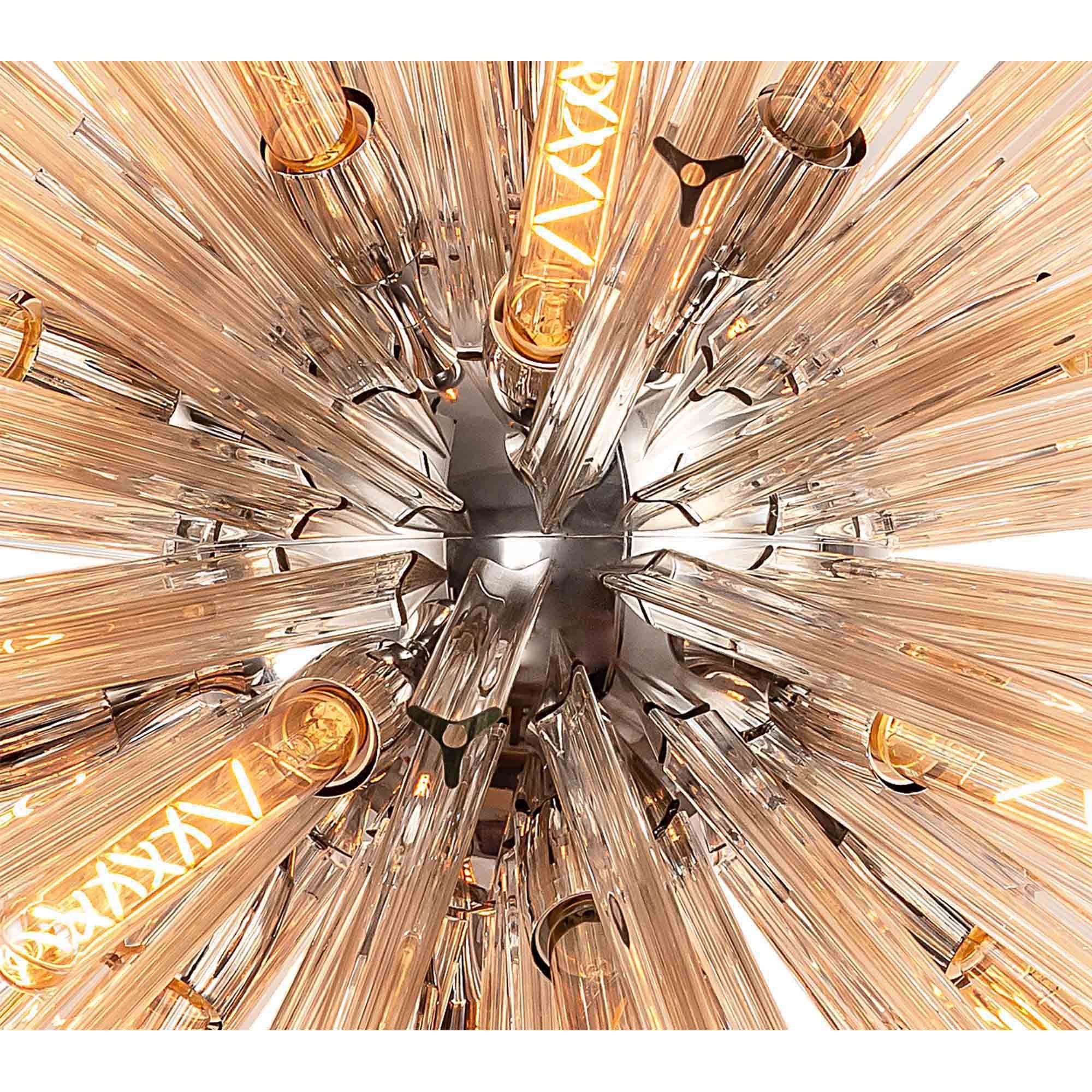 Fabula Wordworth 32 Light Round Pendant - Polished Nickel & Champagne Glass