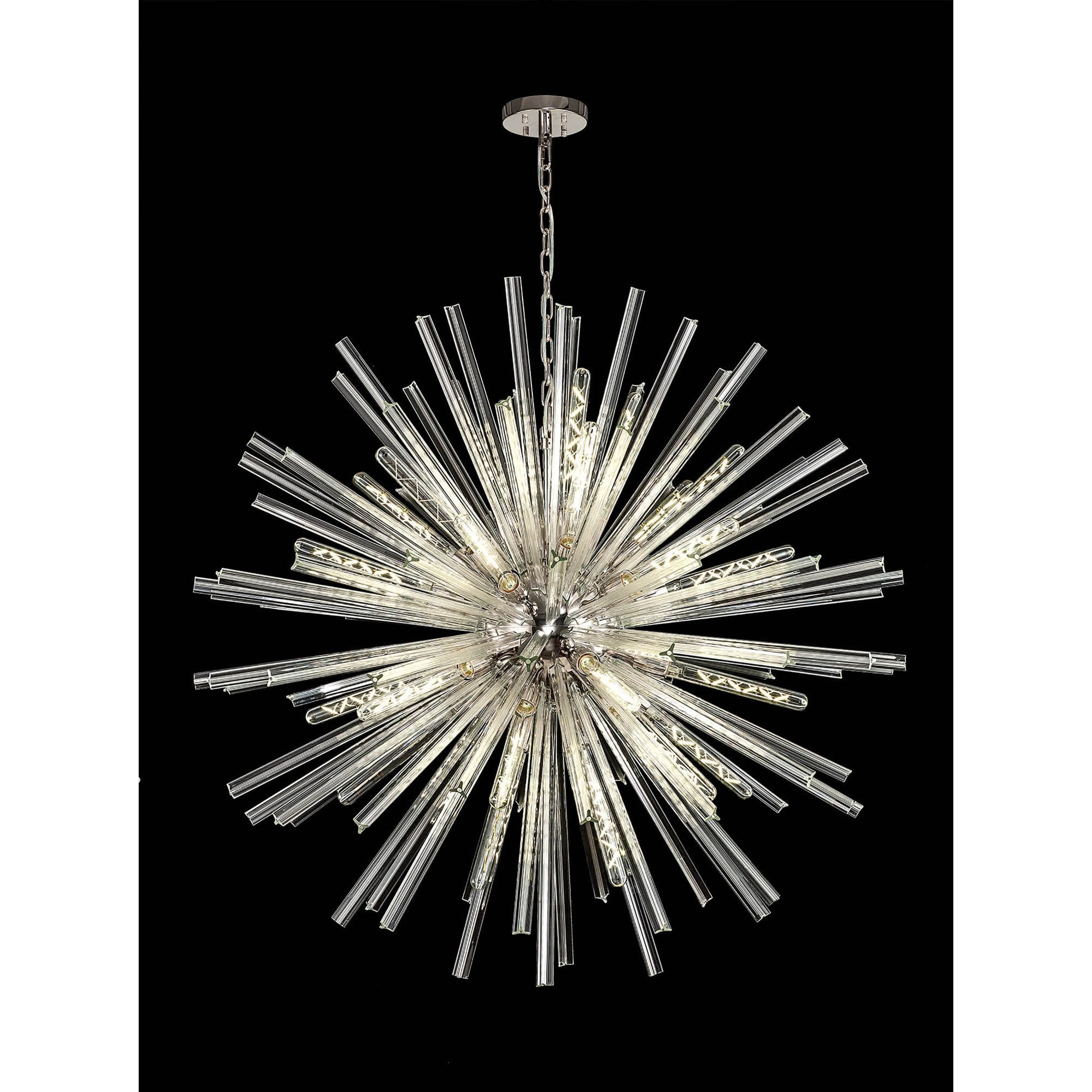 Fabula Wordworth 32 Light Round Pendant - Polished Nickel & Clear Glass