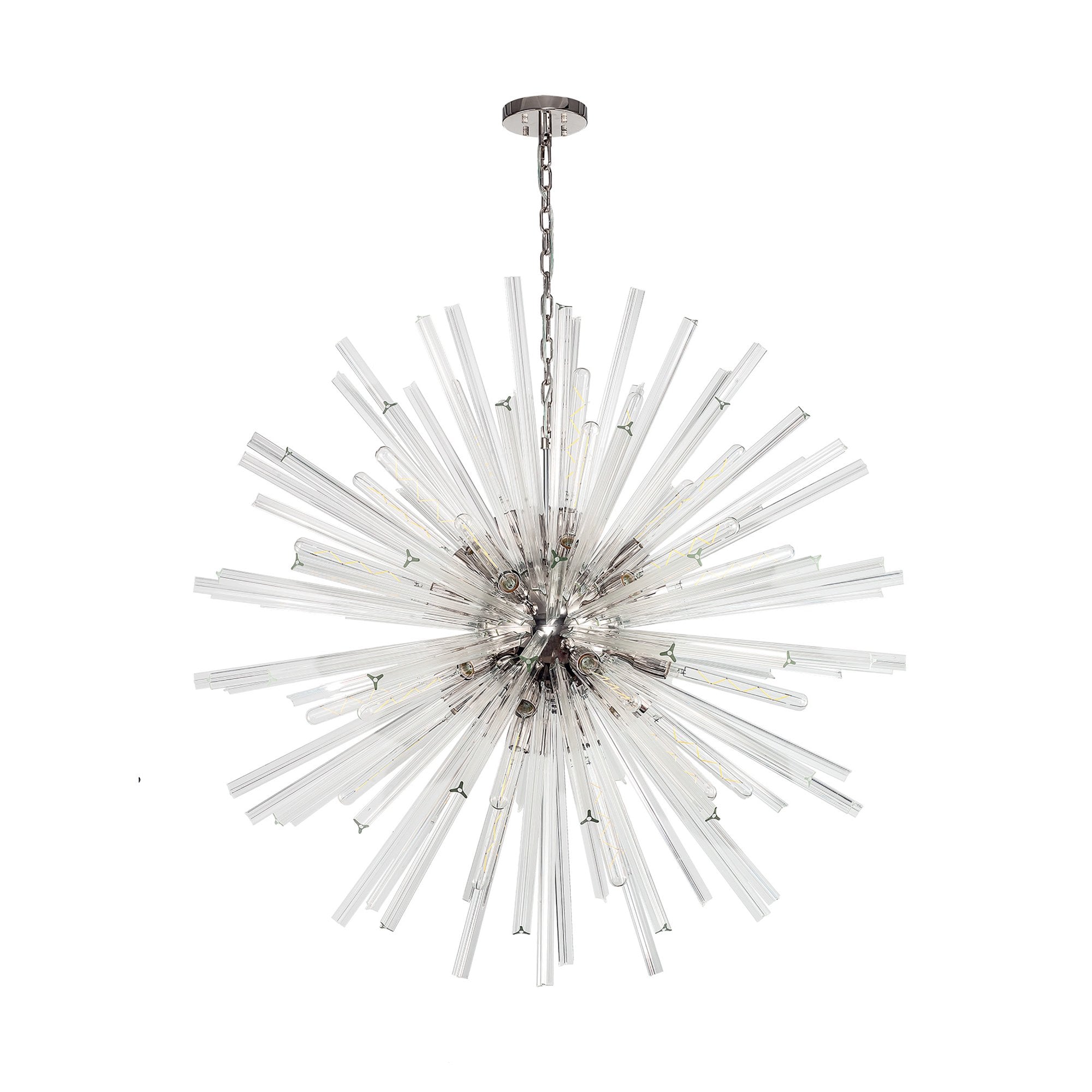 Fabula Wordworth 32 Light Round Pendant - Polished Nickel & Clear Glass