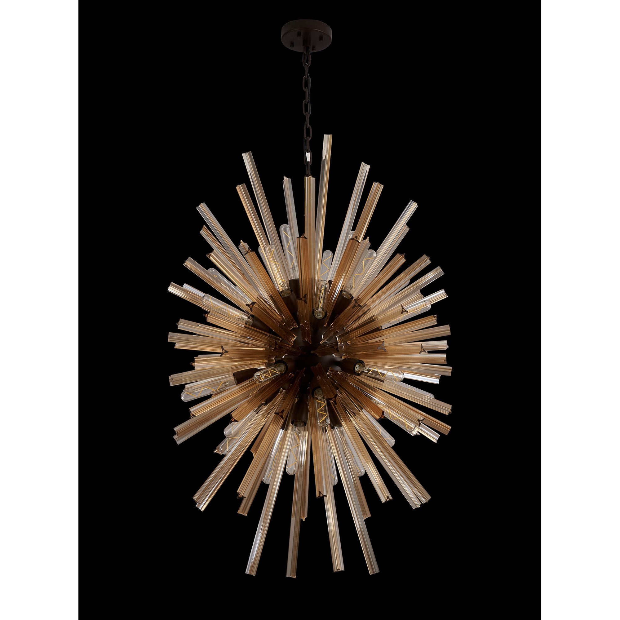 Fabula Wordworth 32 Light Vertical Oval Pendant - Brown Oxide & Champagne Glass