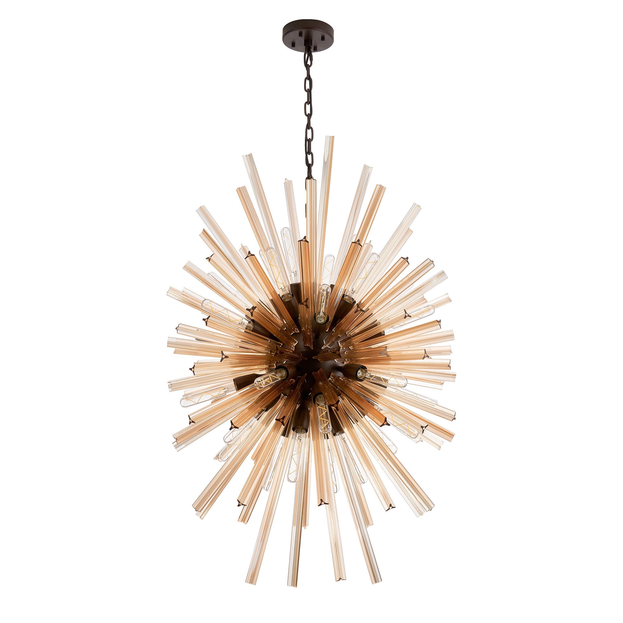 Fabula Wordworth 32 Light Vertical Oval Pendant - Brown Oxide & Champagne Glass