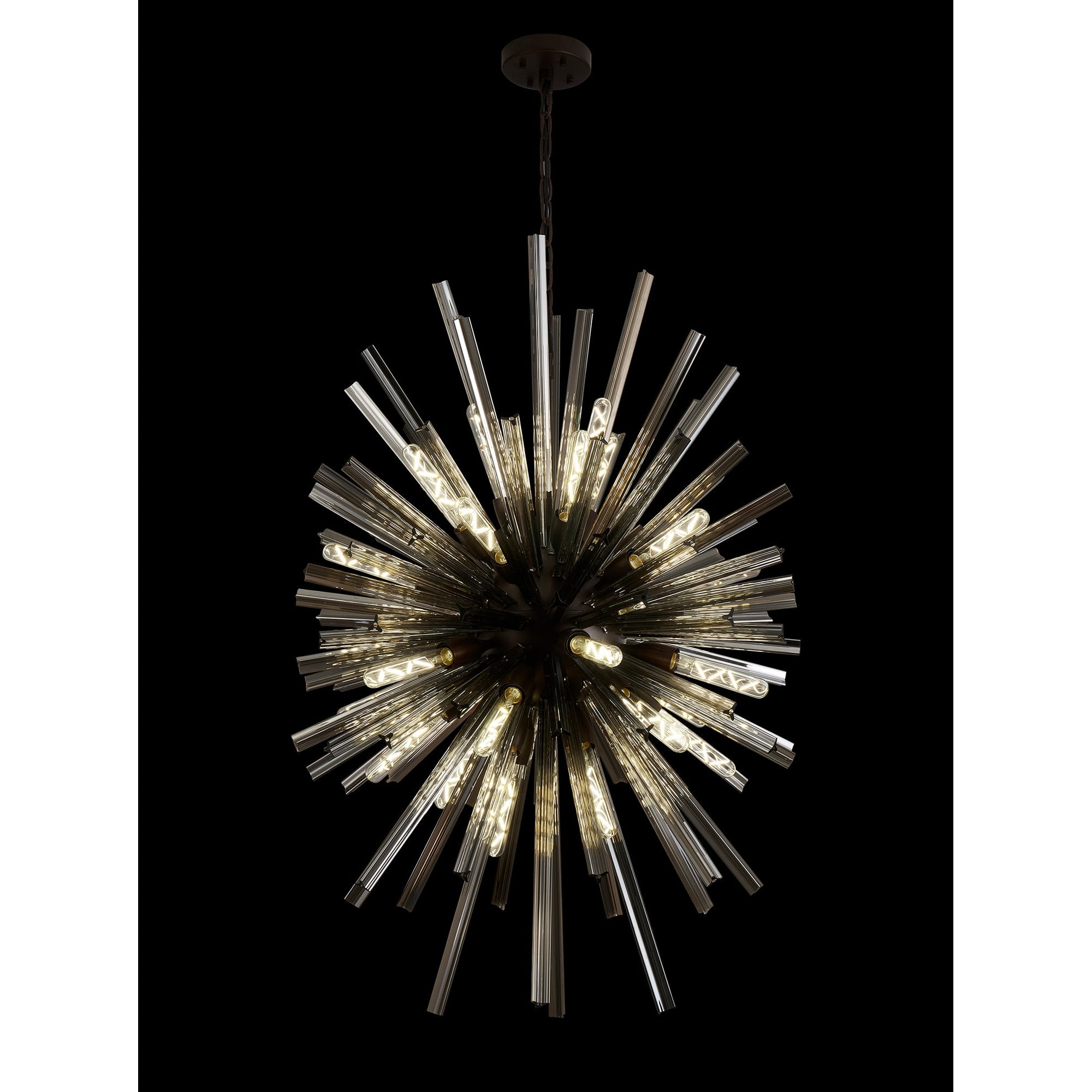 Fabula Wordworth 32 Light Vertical Oval Pendant - Brown Oxide & Smoke Glass