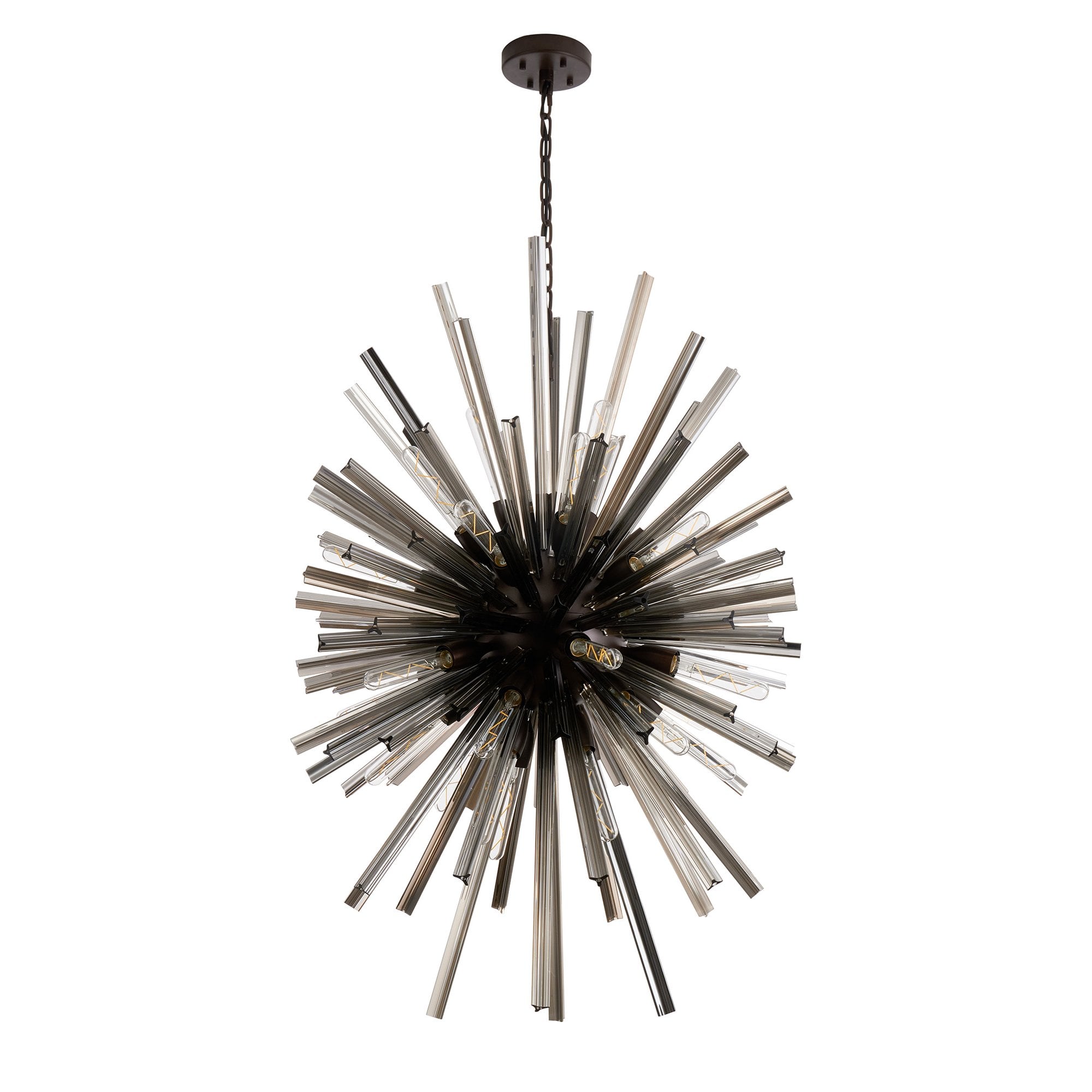 Fabula Wordworth 32 Light Vertical Oval Pendant - Brown Oxide & Smoke Glass