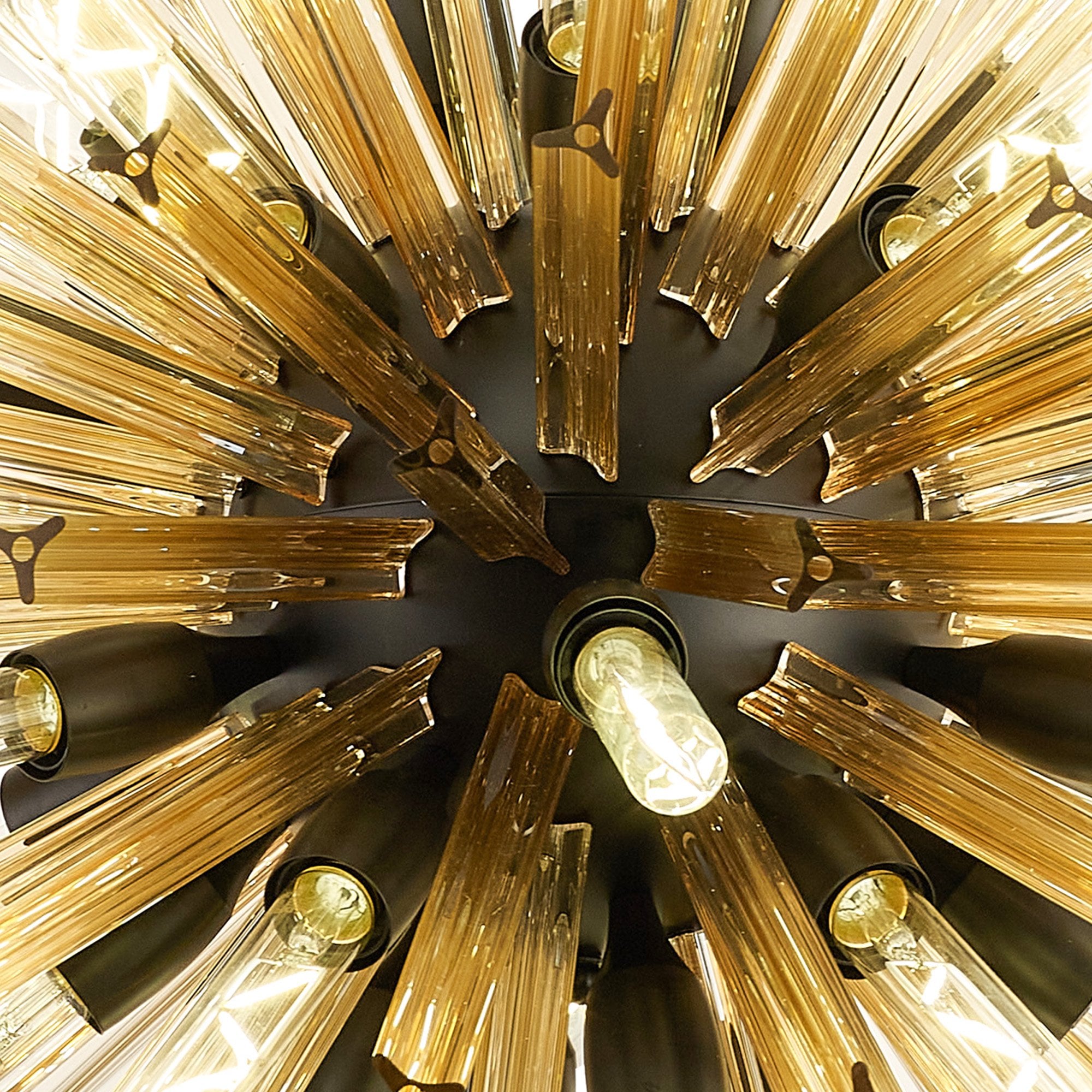 Fabula Wordworth 32 Light Vertical Oval Pendant - Matt Black & Champagne Glass