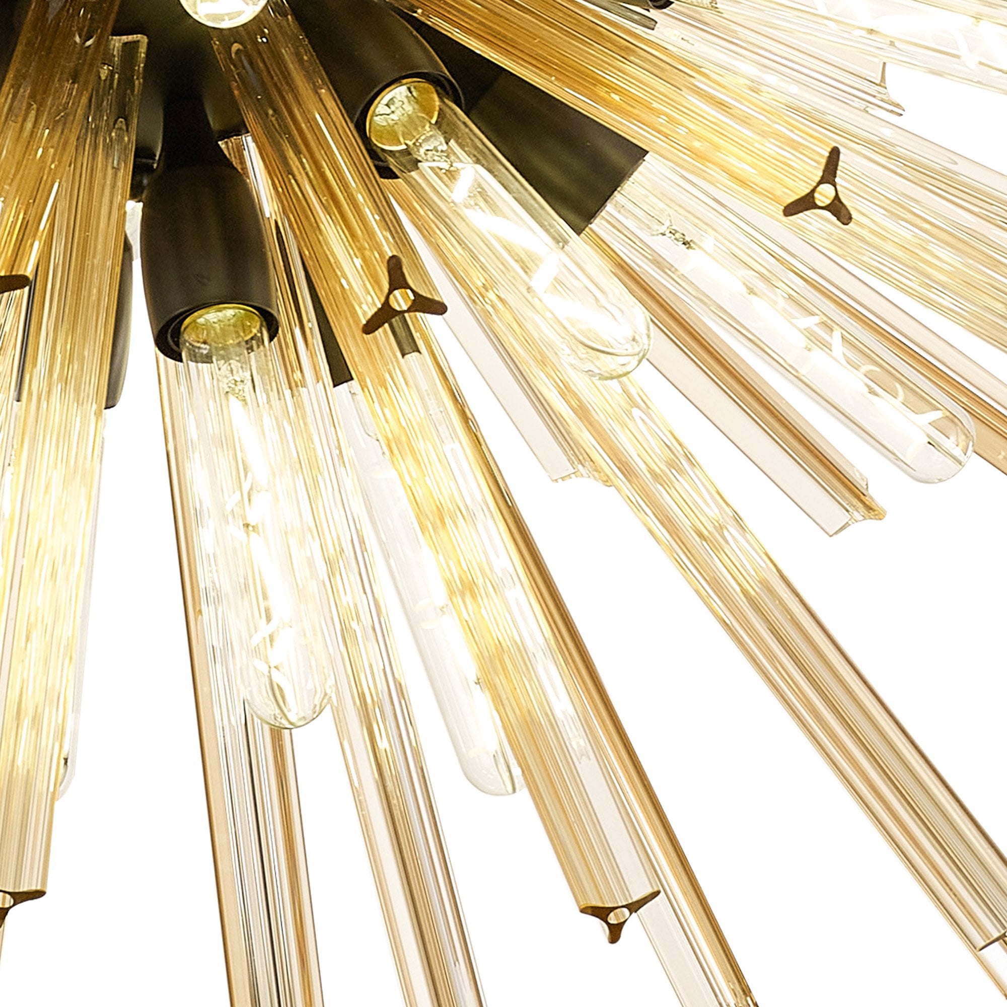 Fabula Wordworth 32 Light Vertical Oval Pendant - Matt Black & Champagne Glass