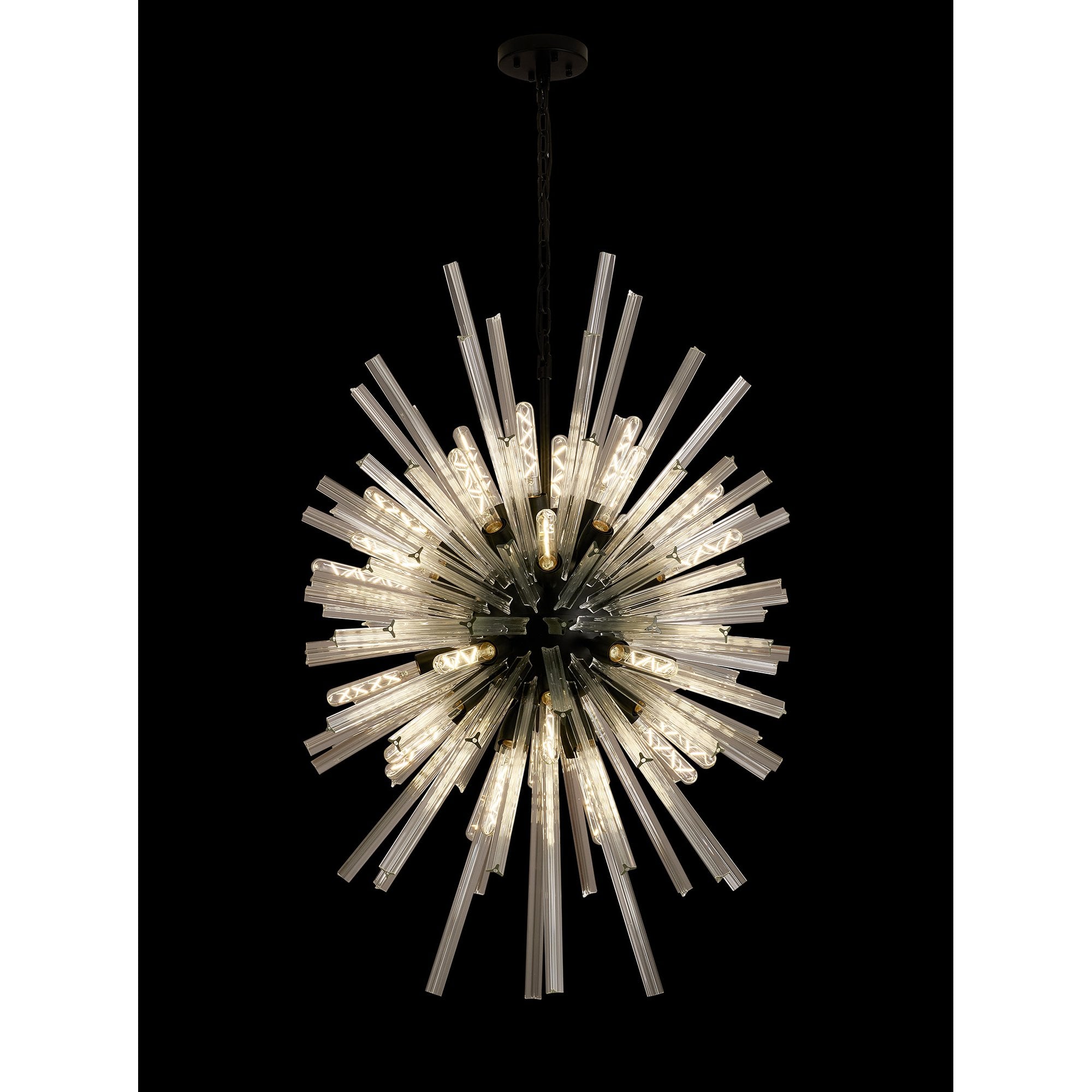 Fabula Wordworth 32 Light Vertical Oval Pendant - Matt Black & Clear Glass