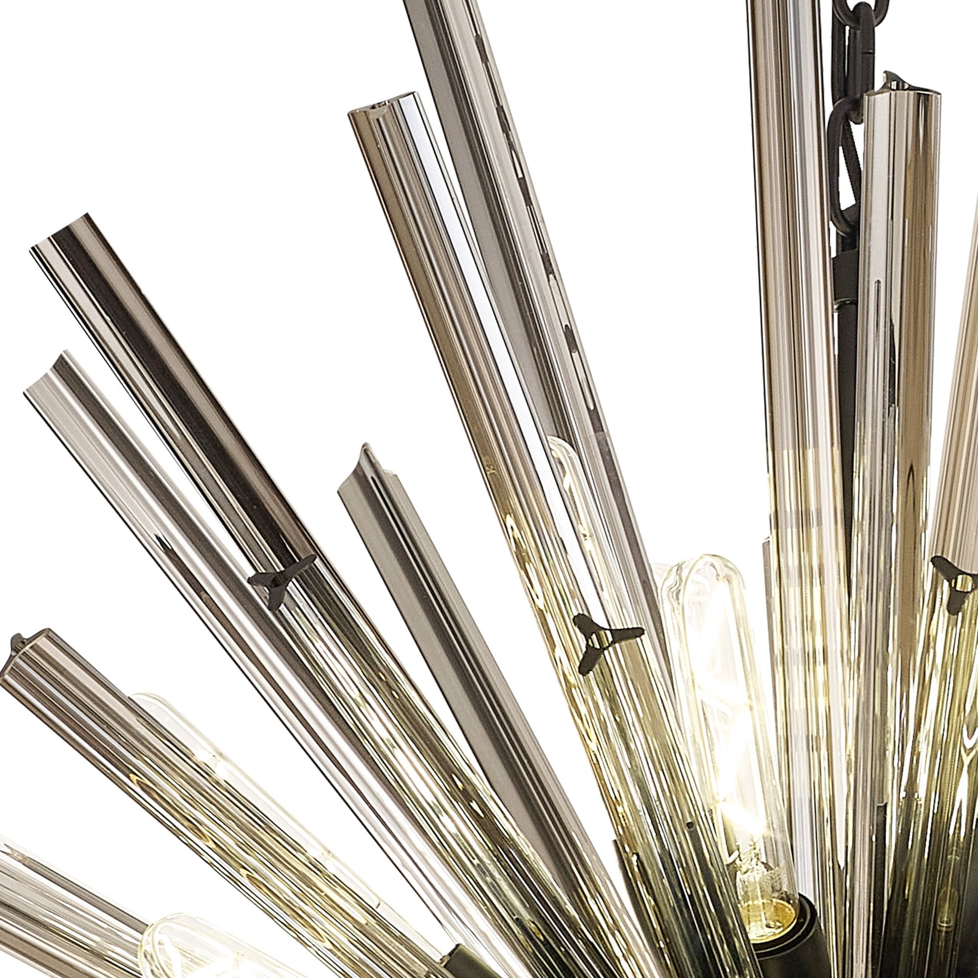 Fabula Wordworth 32 Light Vertical Oval Pendant - Matt Black & Smoke Glass