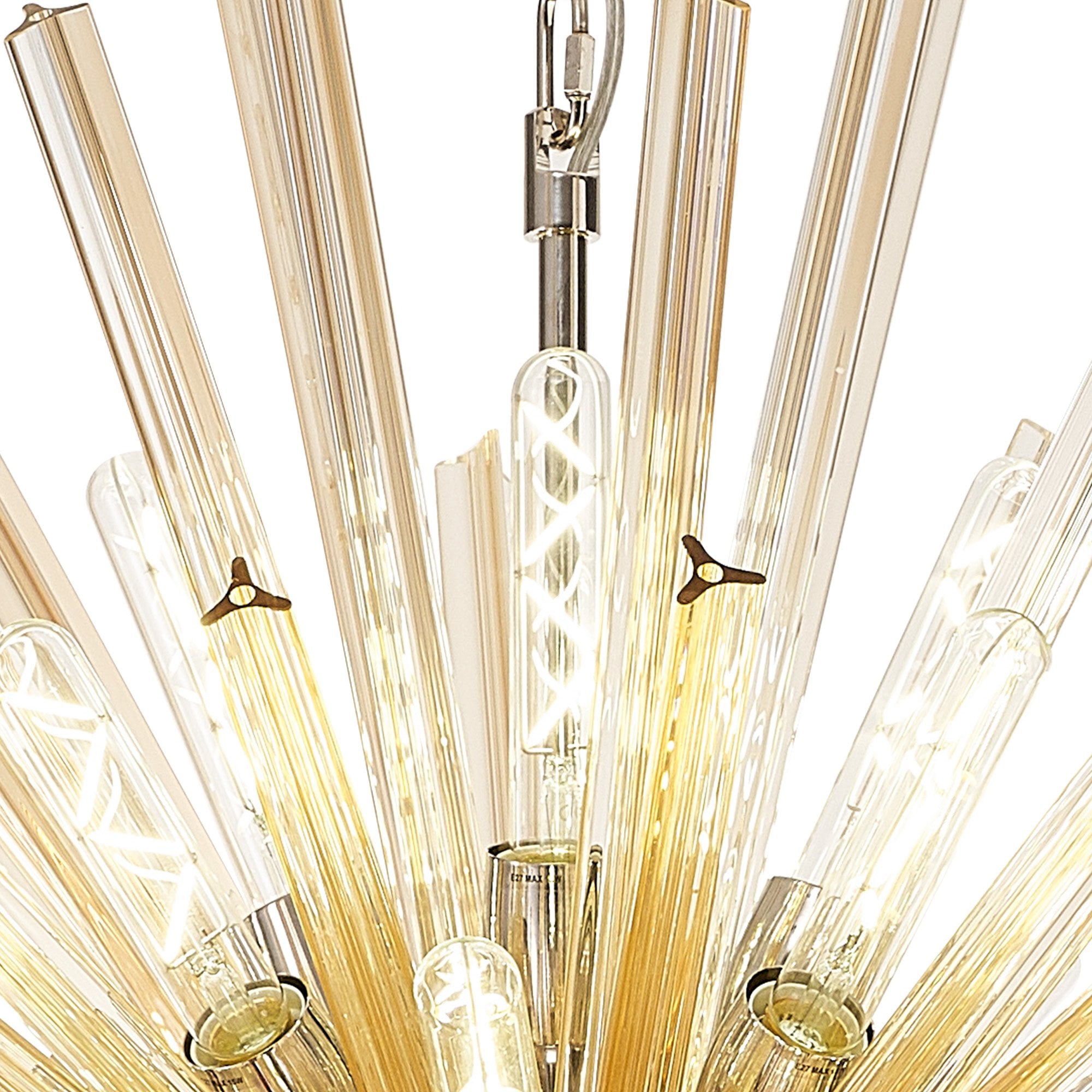 Fabula Wordworth 32 Light Vertical Oval Pendant - Polished Nickel & Champagne Glass