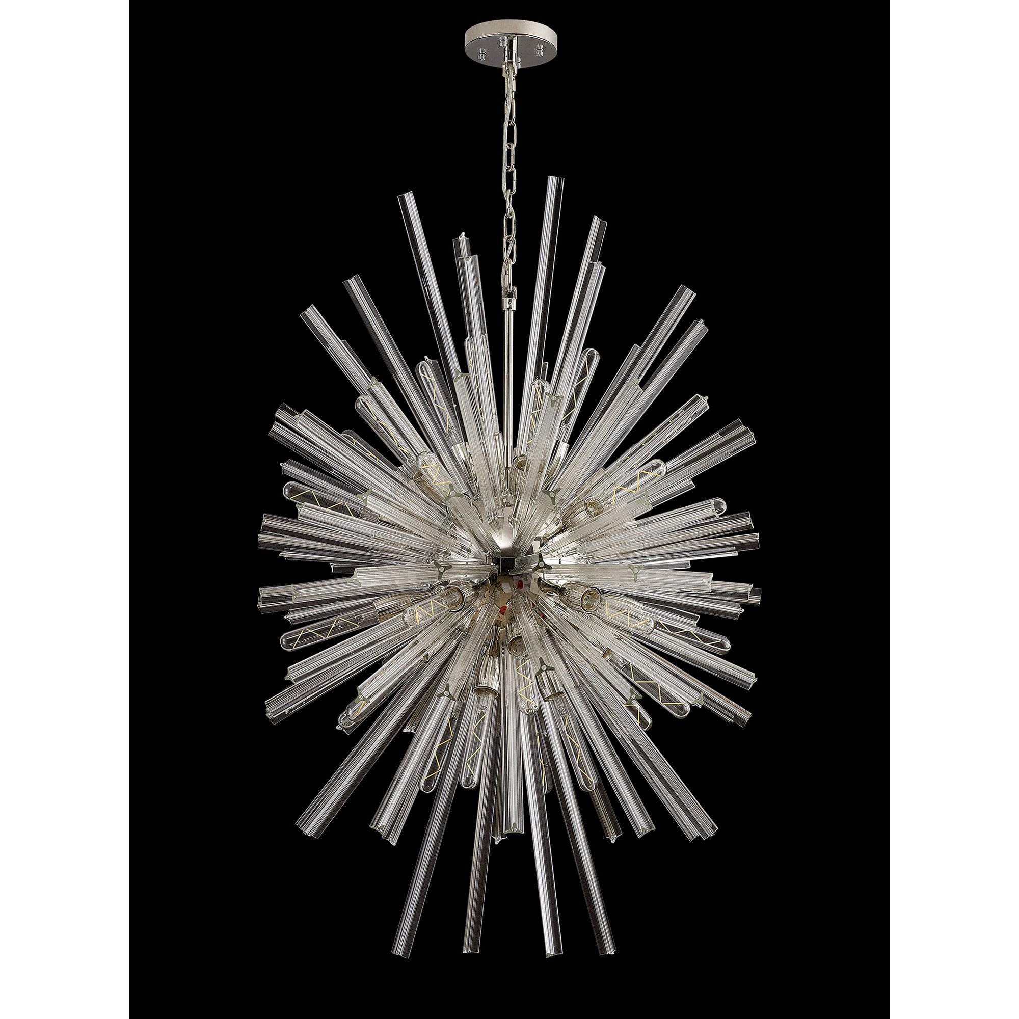 Fabula Wordworth 32 Light Vertical Oval Pendant - Polished Nickel & Clear Glass