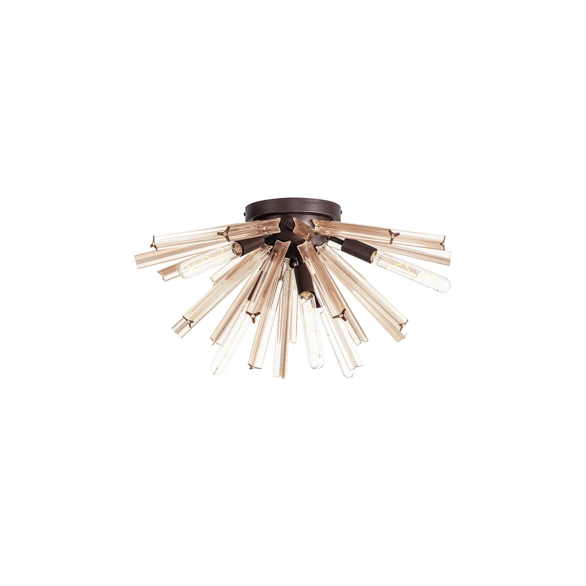 Fabula Wordworth 6 Light Semi-Flush Light - Brown Oxide & Champagne Gold Glass