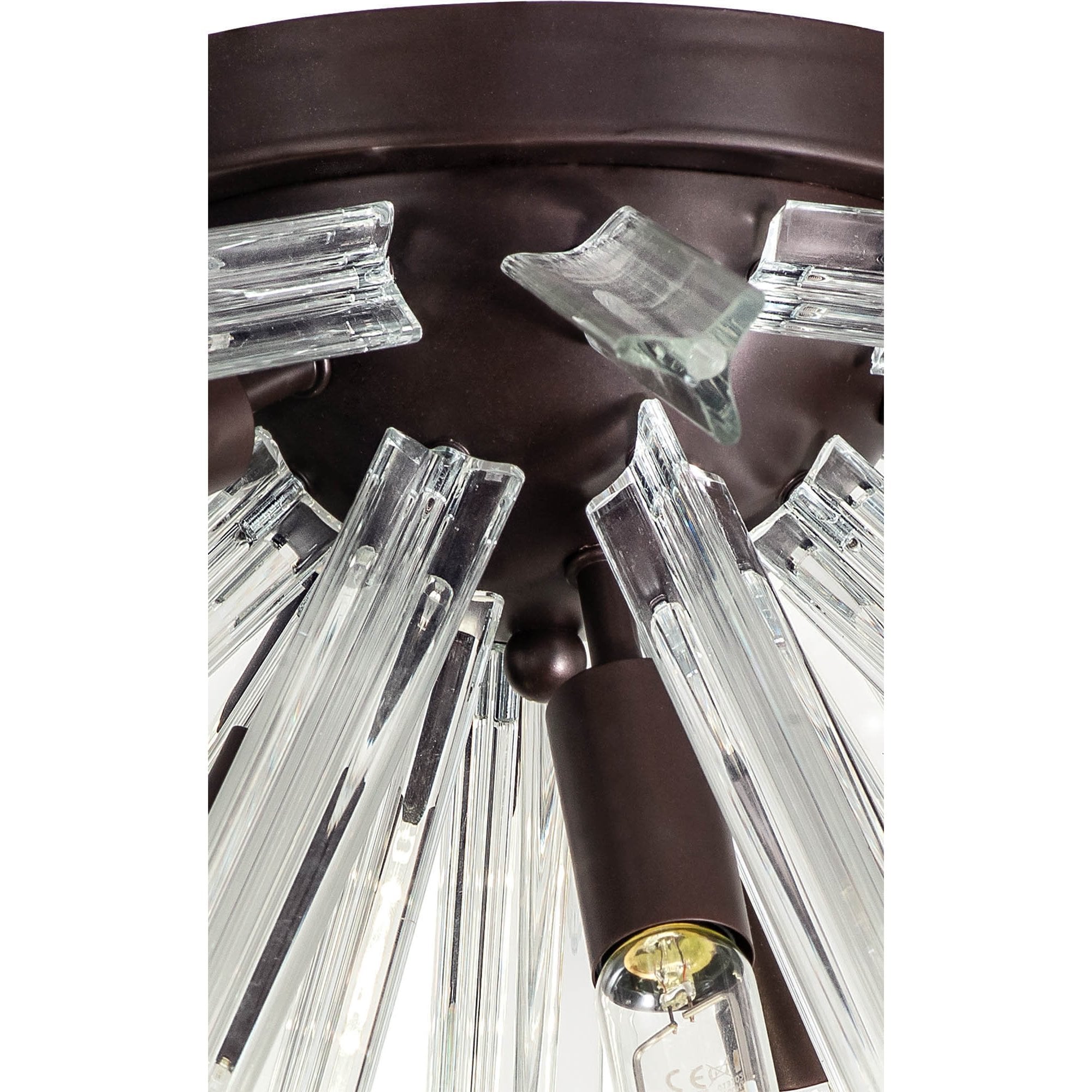 Fabula Wordworth 6 Light Semi-Flush Light - Brown Oxide & Champagne Gold Glass