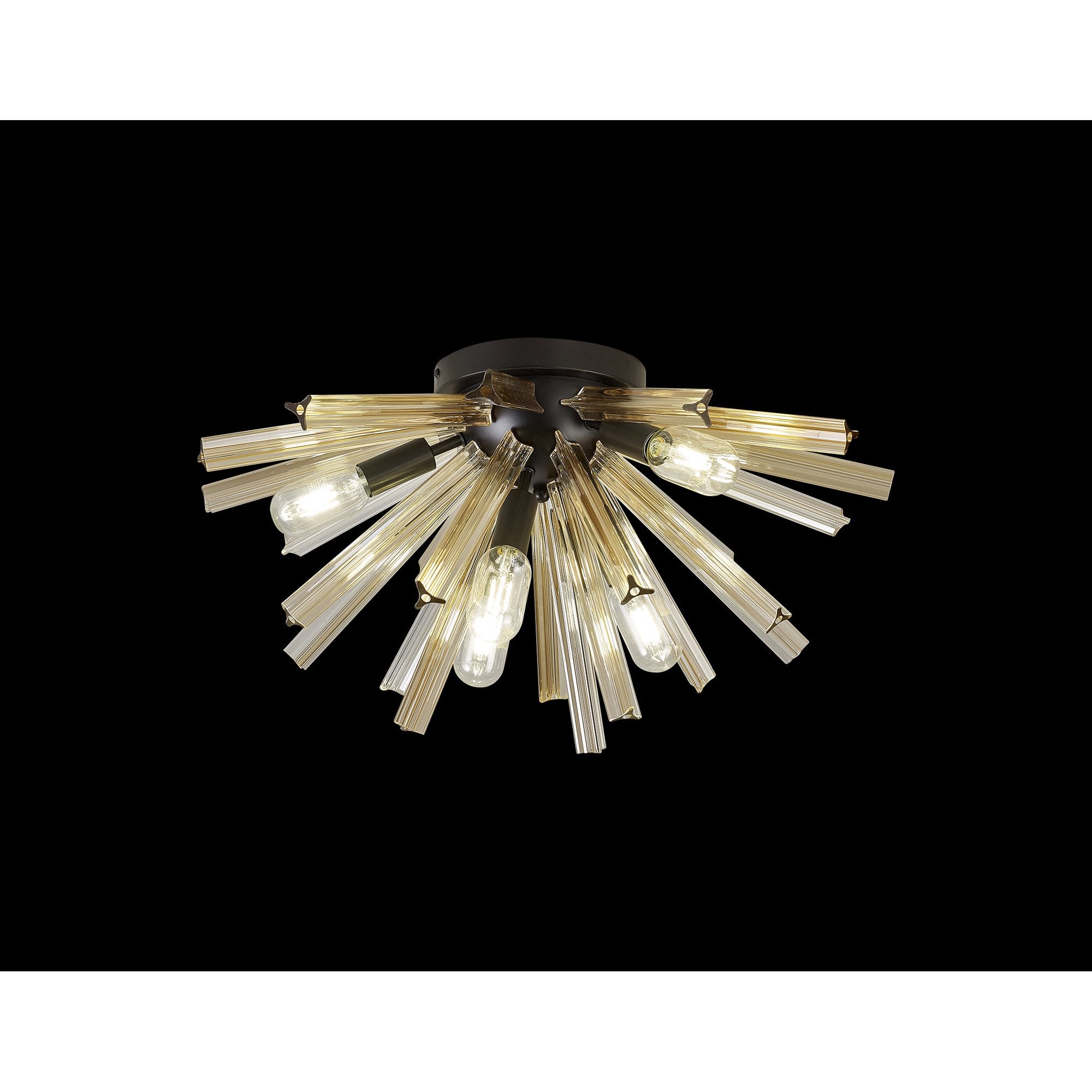 Fabula Wordworth 6 Light Semi-Flush Light - Matt Black & Champagne Gold Glass