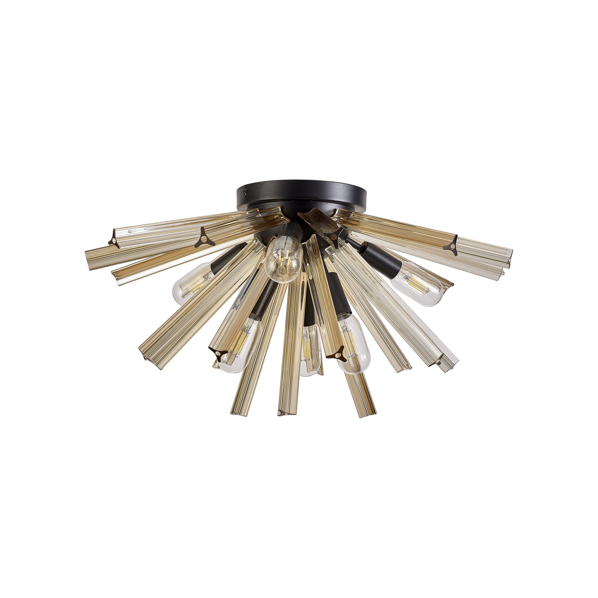 Fabula Wordworth 6 Light Semi-Flush Light - Matt Black & Champagne Gold Glass