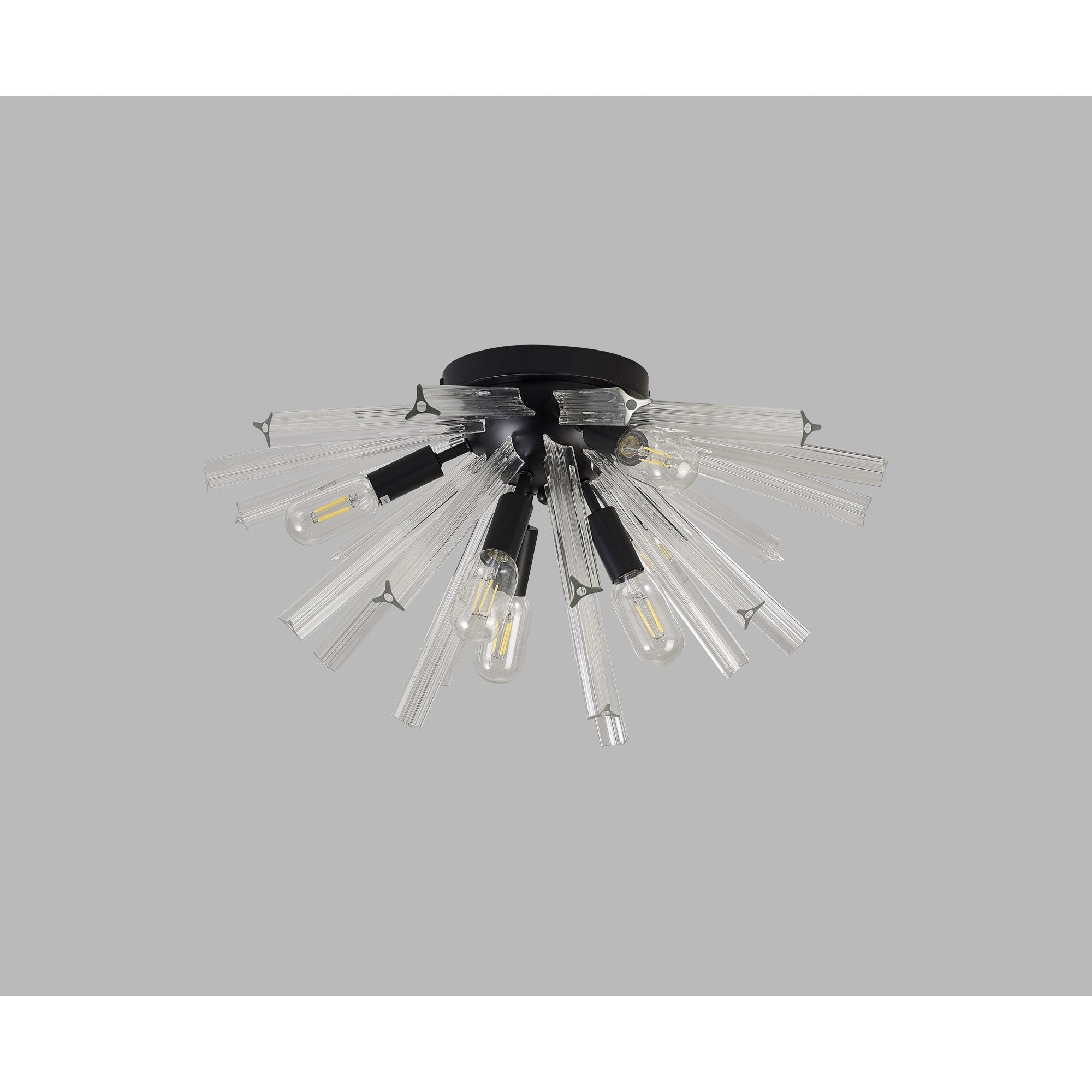 Fabula Wordworth 6 Light Semi-Flush Light - Matt Black & Clear Glass