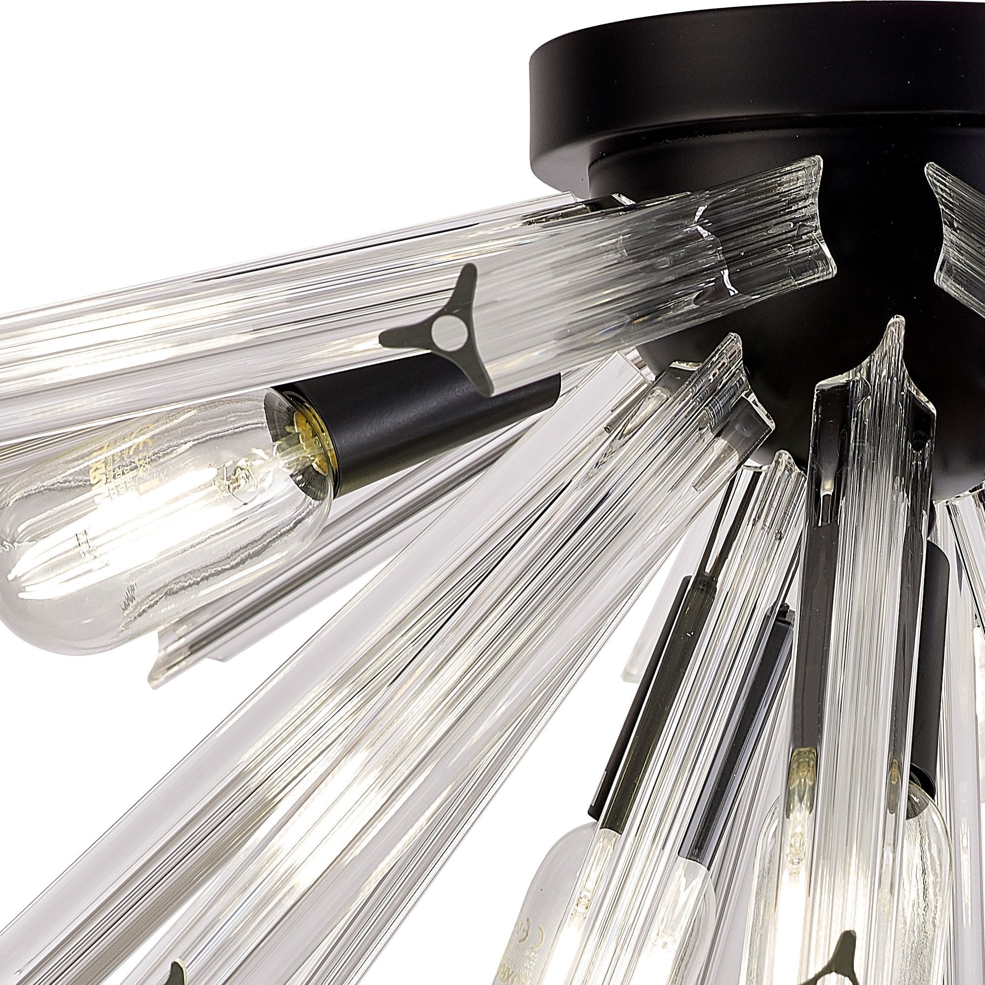 Fabula Wordworth 6 Light Semi-Flush Light - Matt Black & Clear Glass