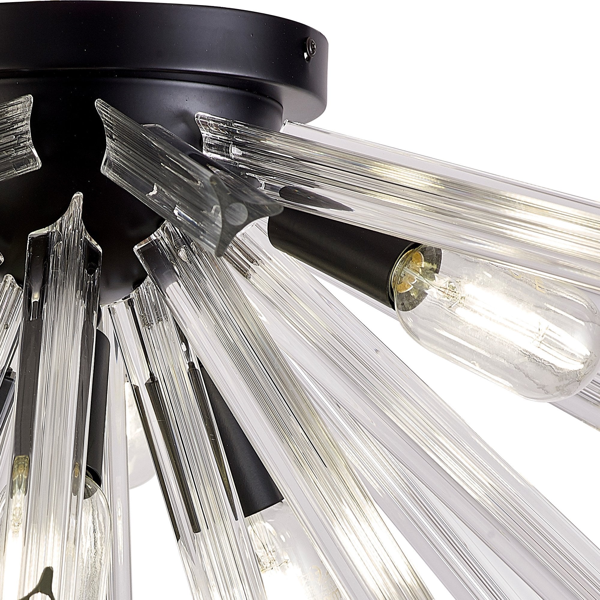 Fabula Wordworth 6 Light Semi-Flush Light - Matt Black & Clear Glass