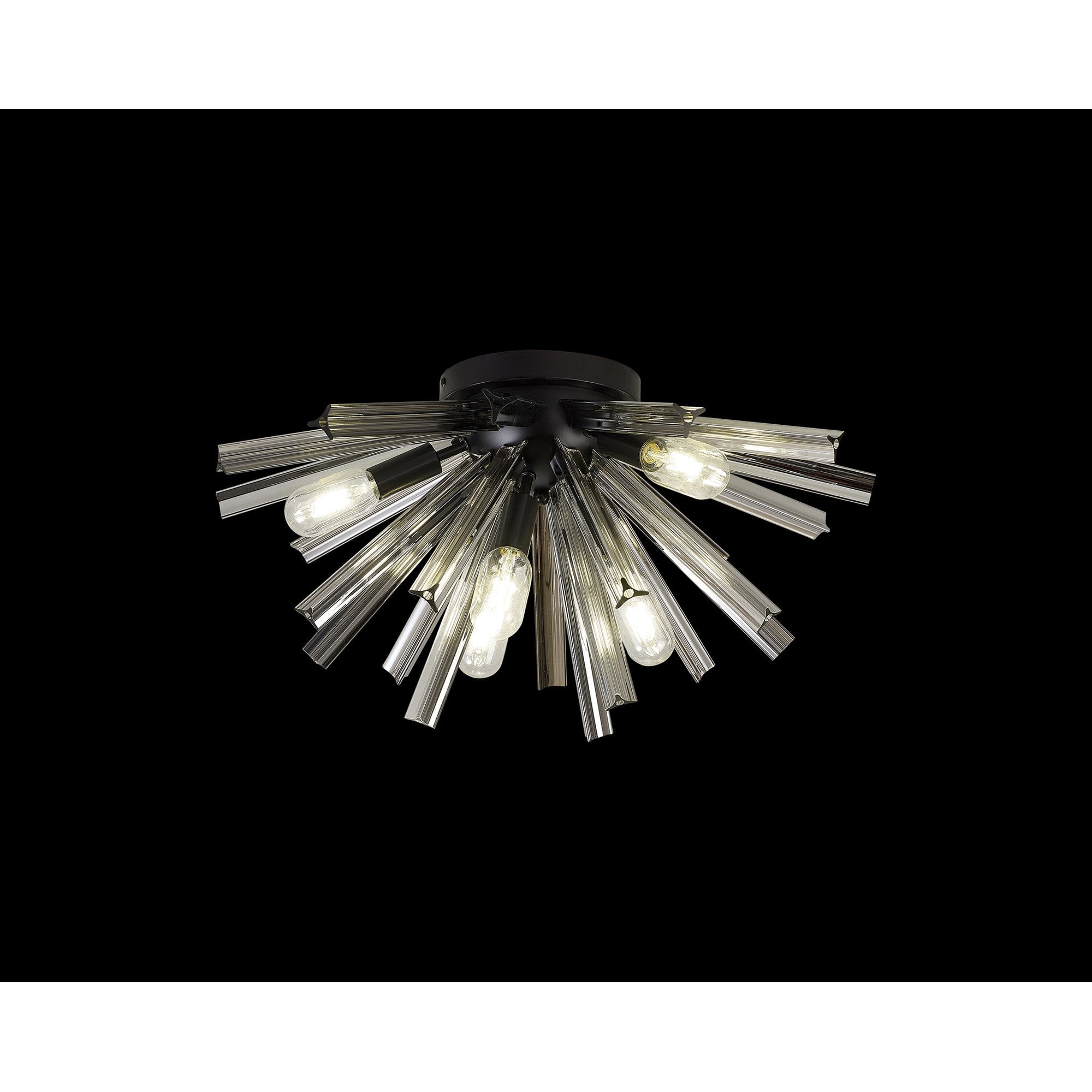 Fabula Wordworth 6 Light Semi-Flush Light - Matt Black & Smoke Glass