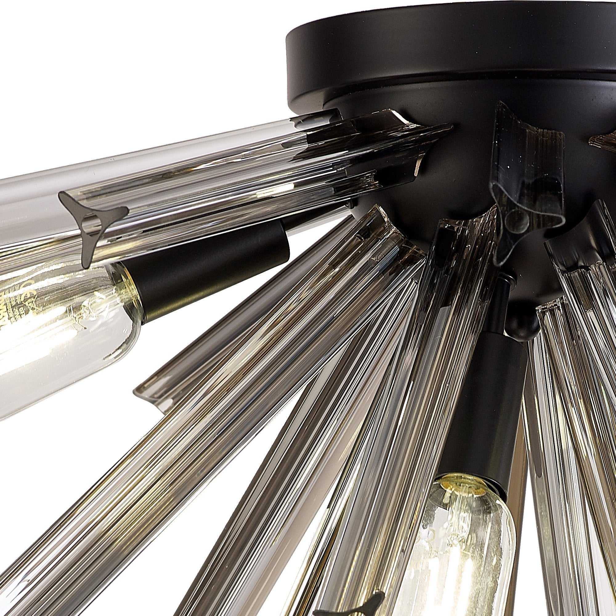 Fabula Wordworth 6 Light Semi-Flush Light - Matt Black & Smoke Glass