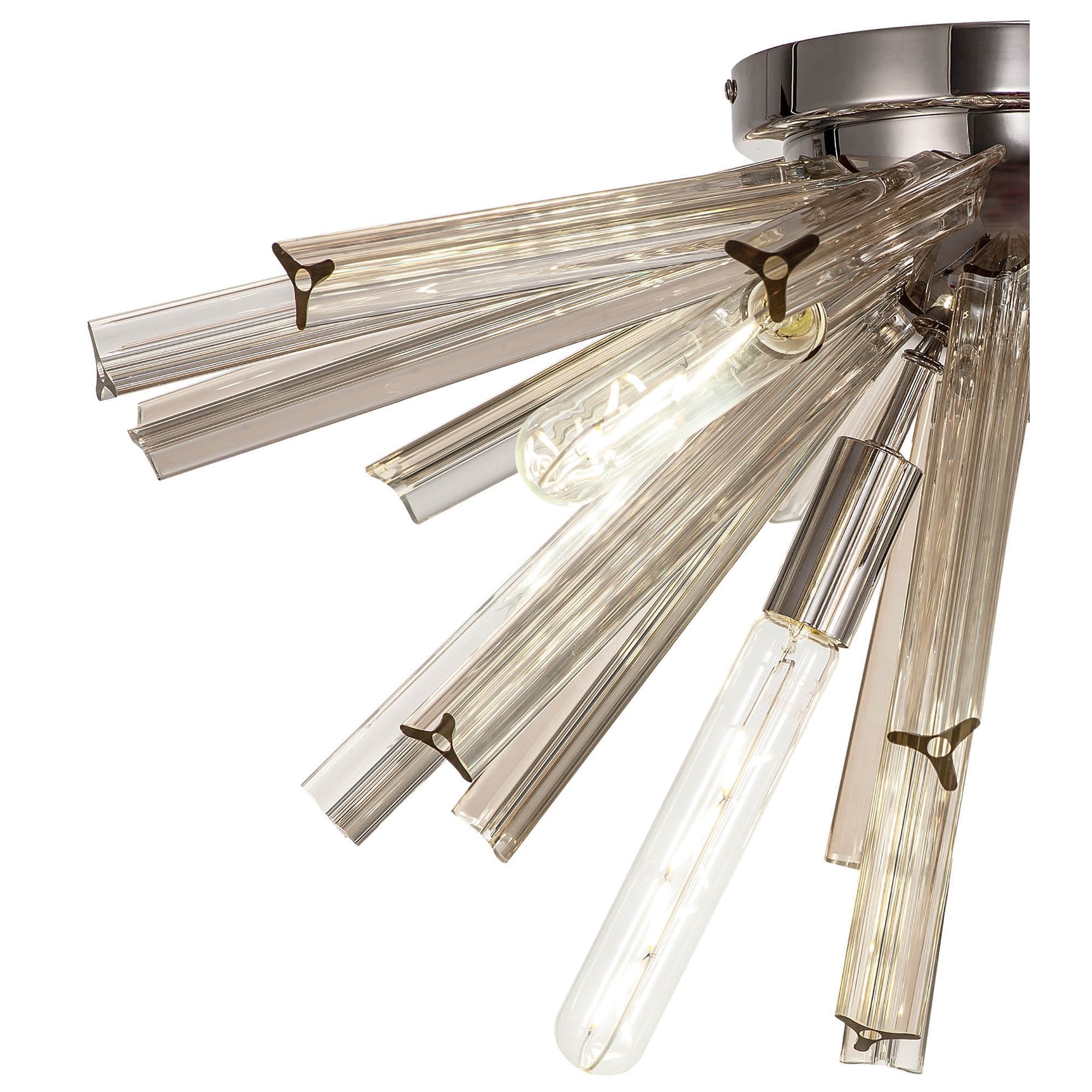 Fabula Wordworth 6 Light Semi-Flush Light - Polished Nickel & Champagne Gold Glass